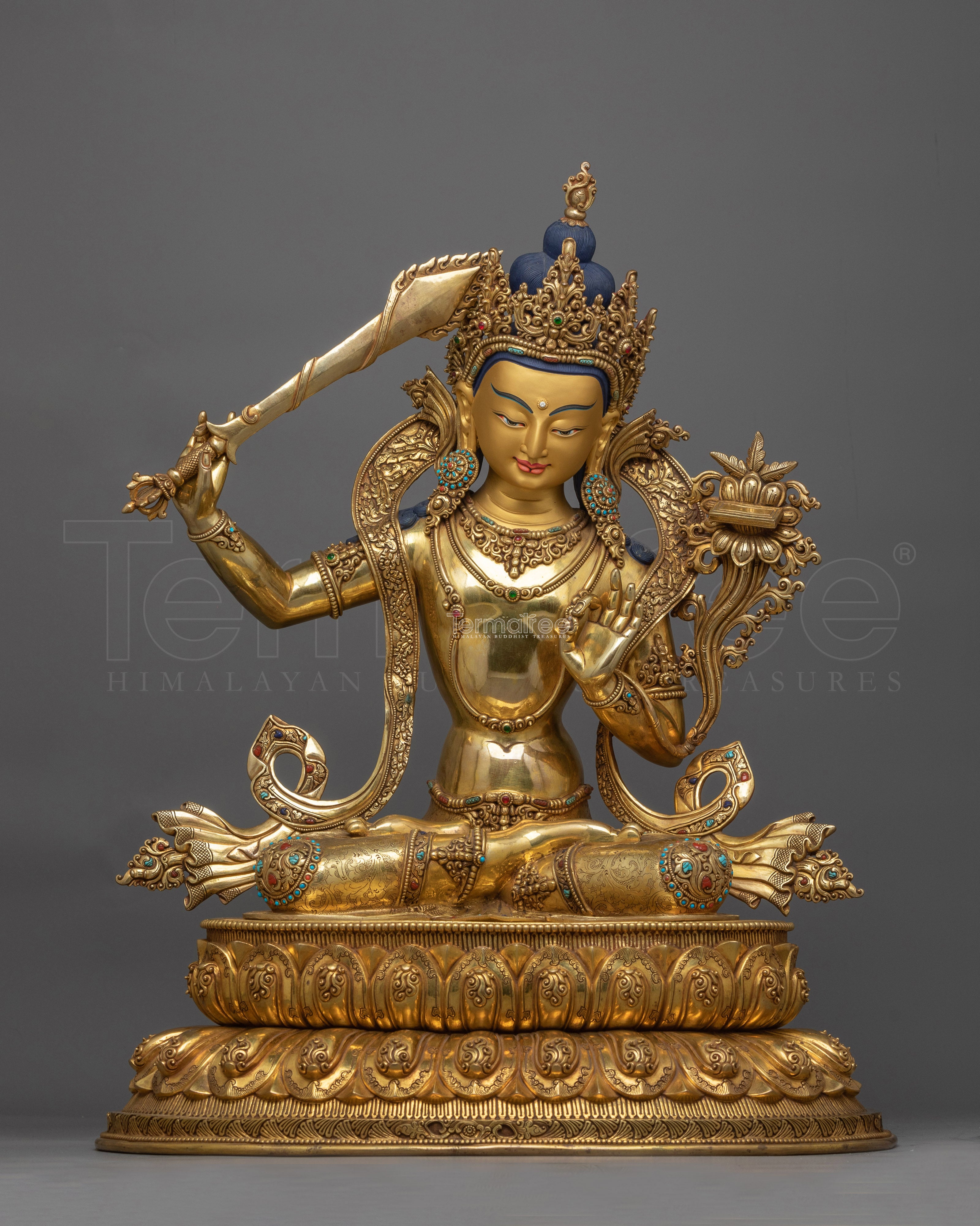 Insightful Wisdom Deity Manjushri Statue | Embodiment of Knowledge and Enlightenment