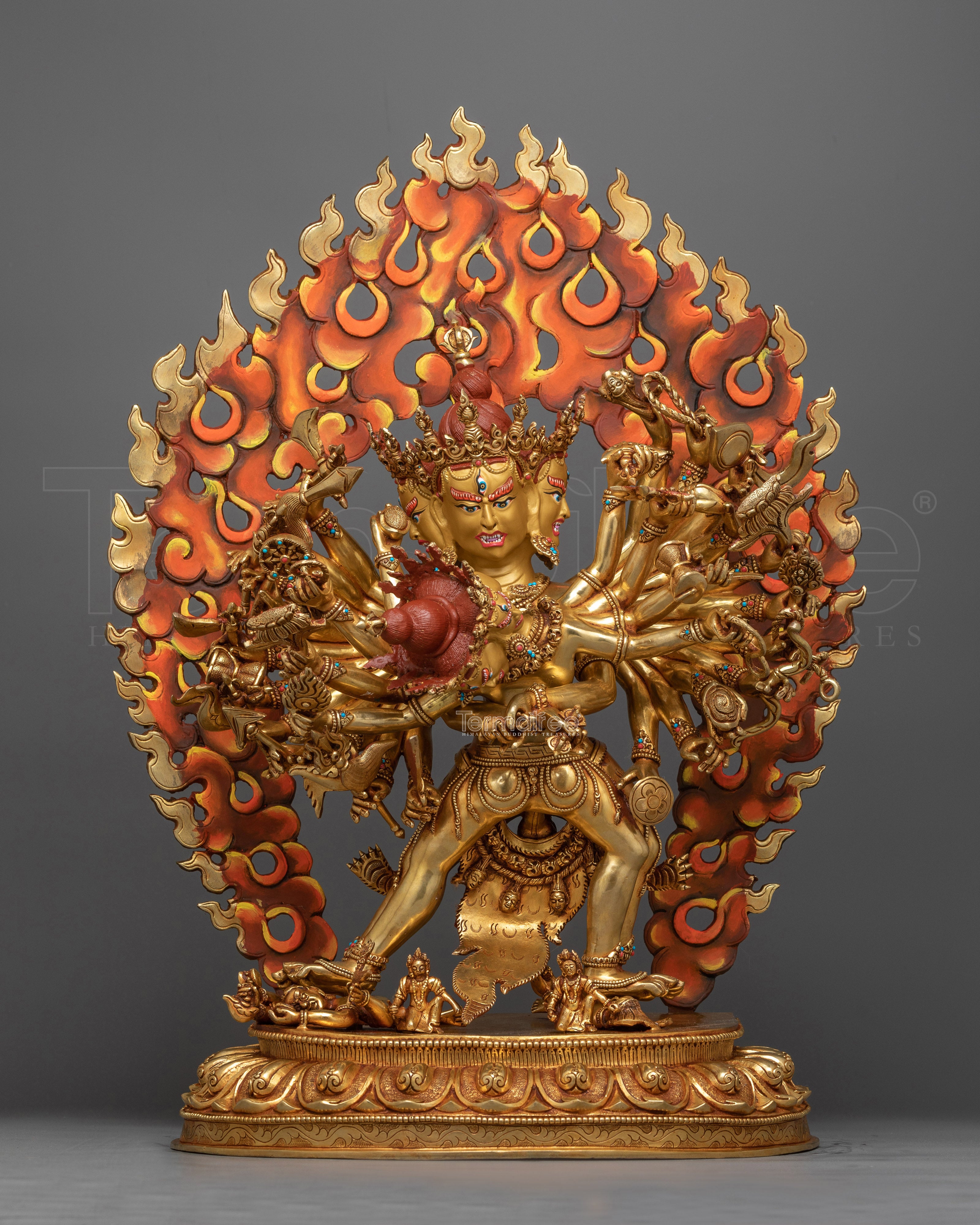 Kalachakra Gold Gilded Statue | A Radiant Embodiment of Time and Wisdom
