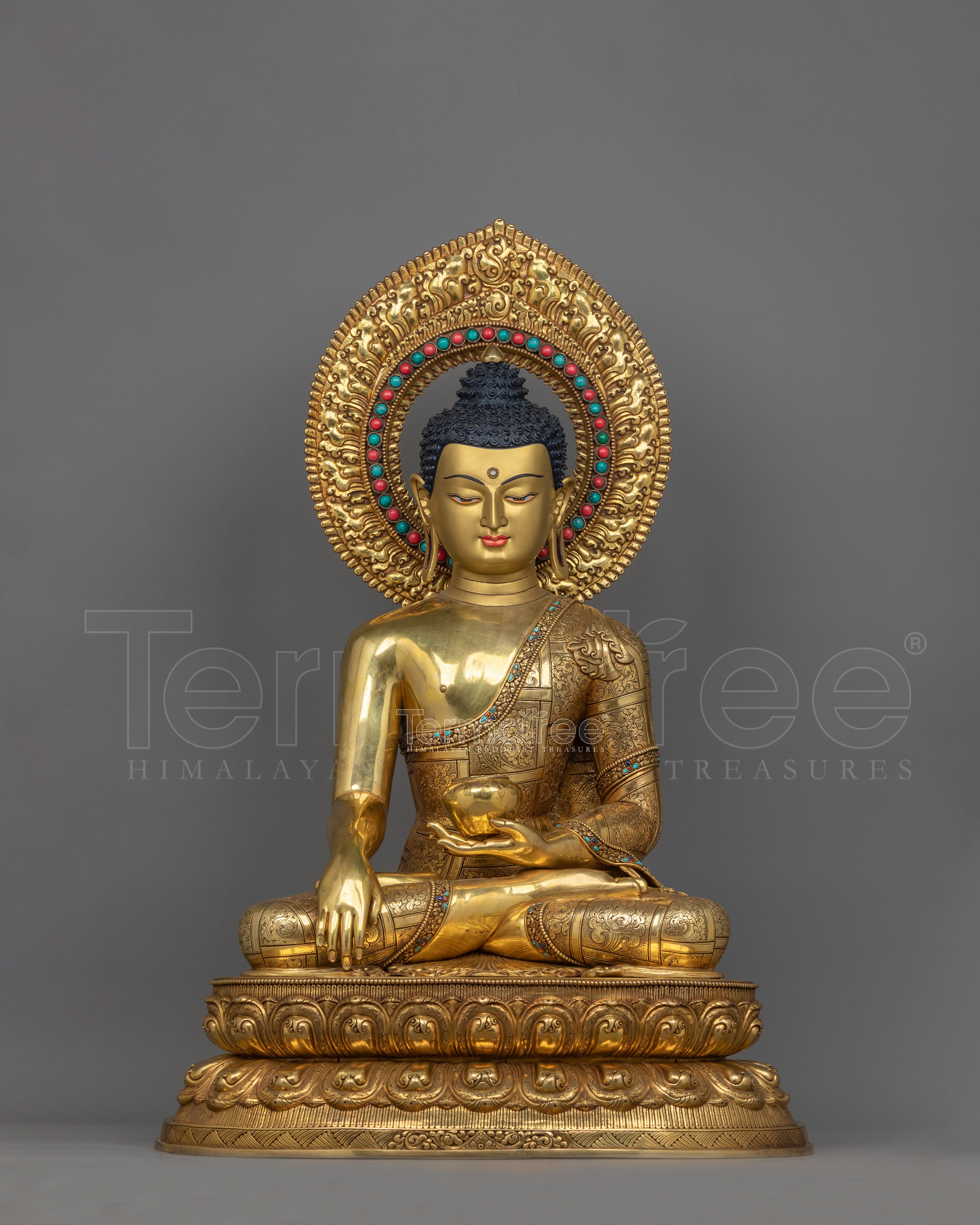 Historic Shakyamuni Buddha Gold Gilded Statue | Symbol of Peace and Wisdom