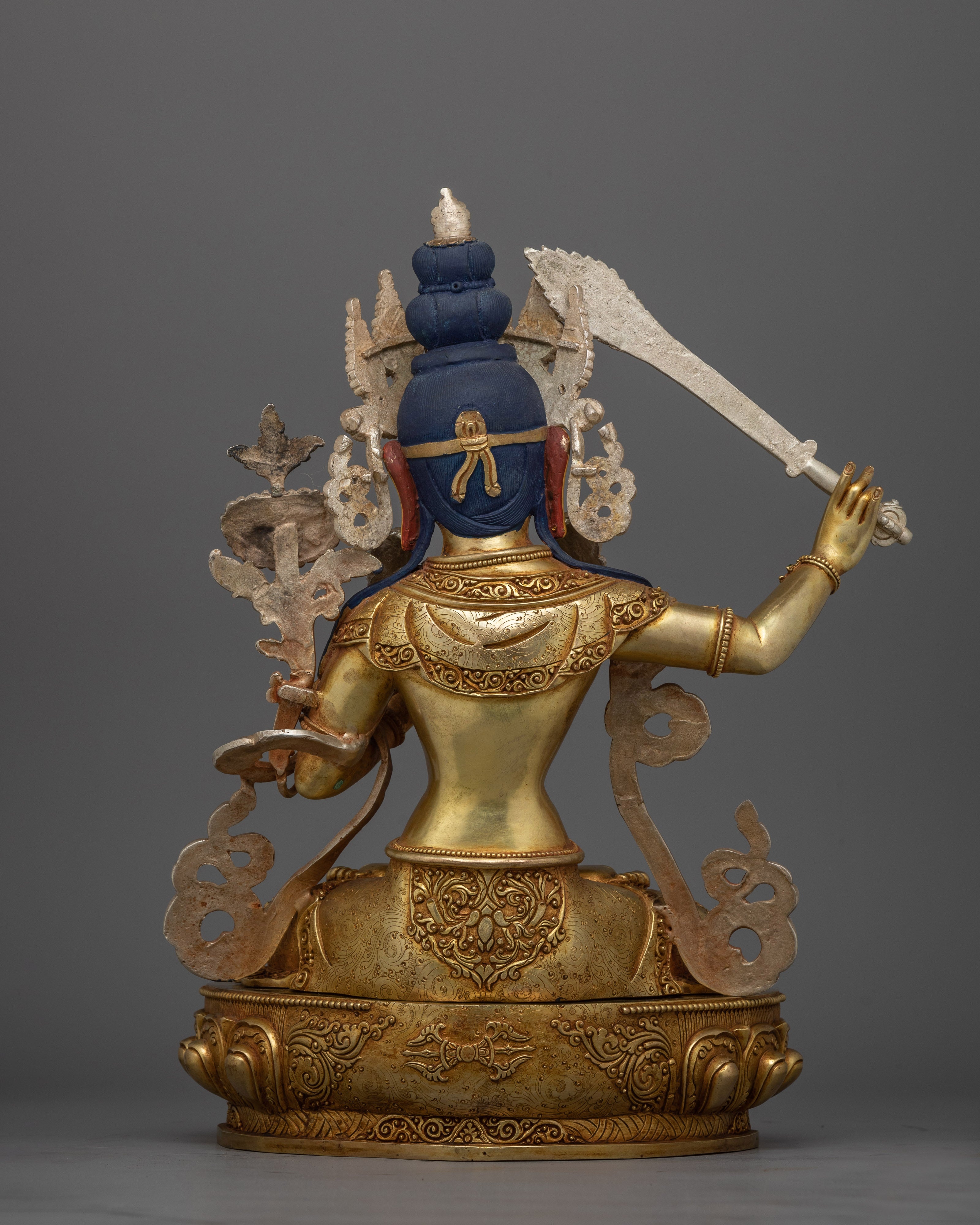 Manjushri Insightful Deity Gold Gilded Statue | Exquisite Handcrafted Wisdom