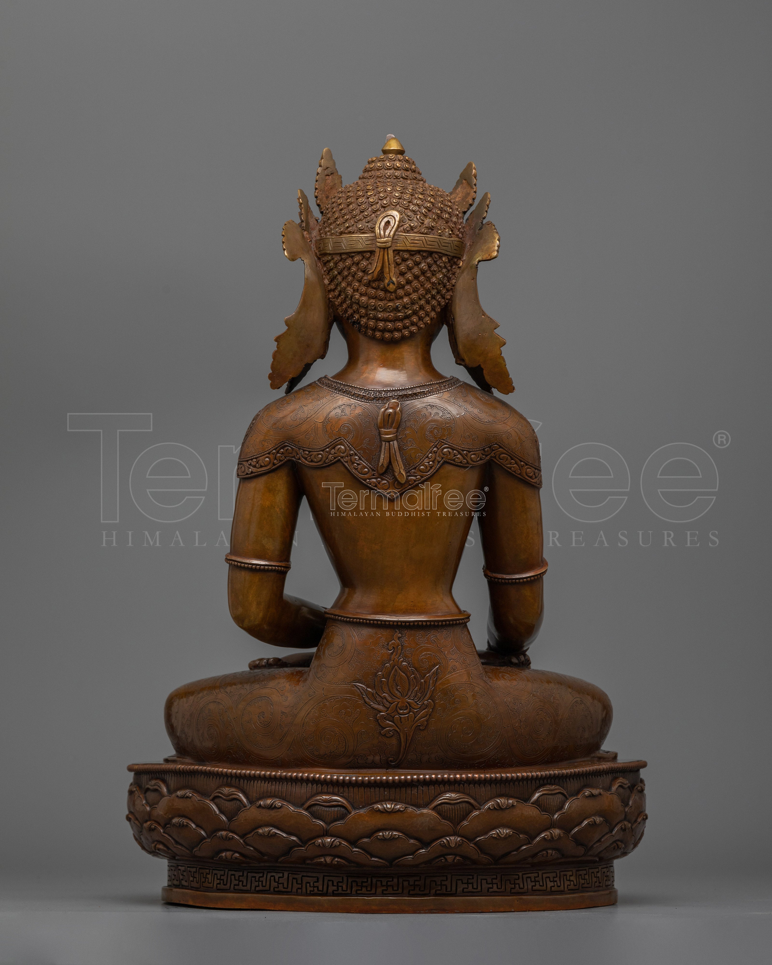 Crown Shakyamuni Buddha 40cm Oxidized Statue | Handcrafted Symbol of Enlightenment