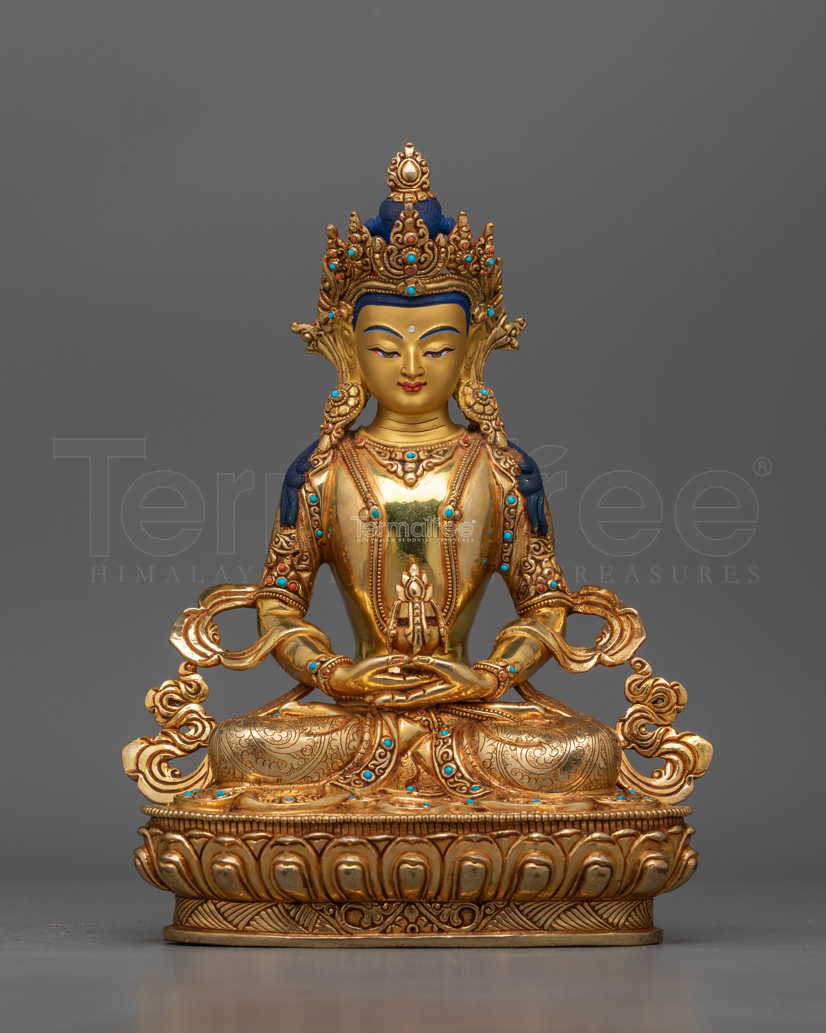 Amitayus A Long-Life Buddha Gold Gilded Statue | Handcrafted Symbol of Longevity