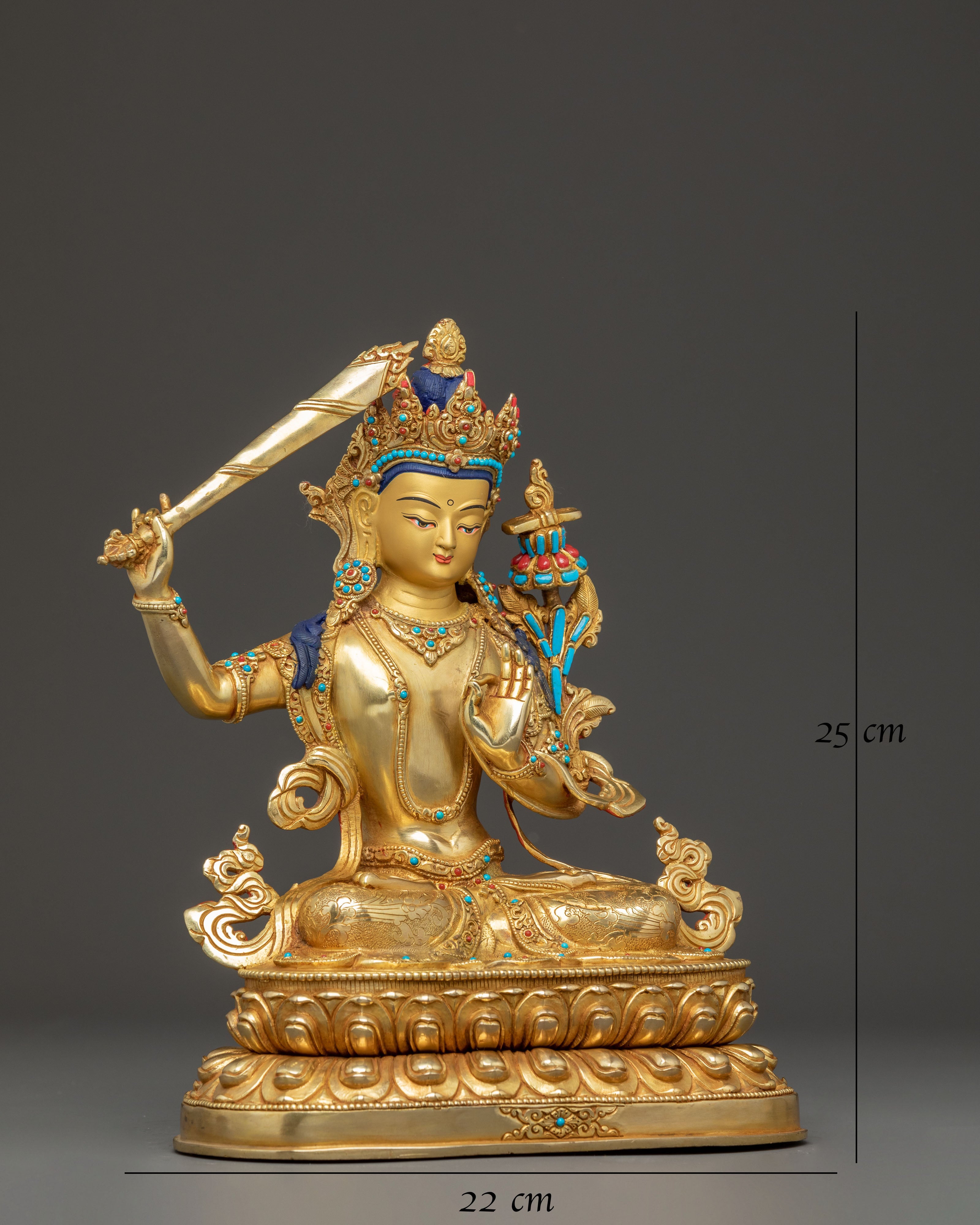Handmade Sculpture of Manjushri, the Wisdom Bodhisattva | Nepali Crafted Icon