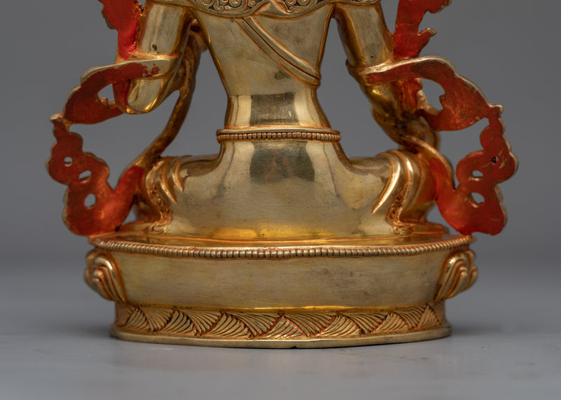 Green Tara Gold Gilded Handiwork Statue | Embodiment of Active Compassion