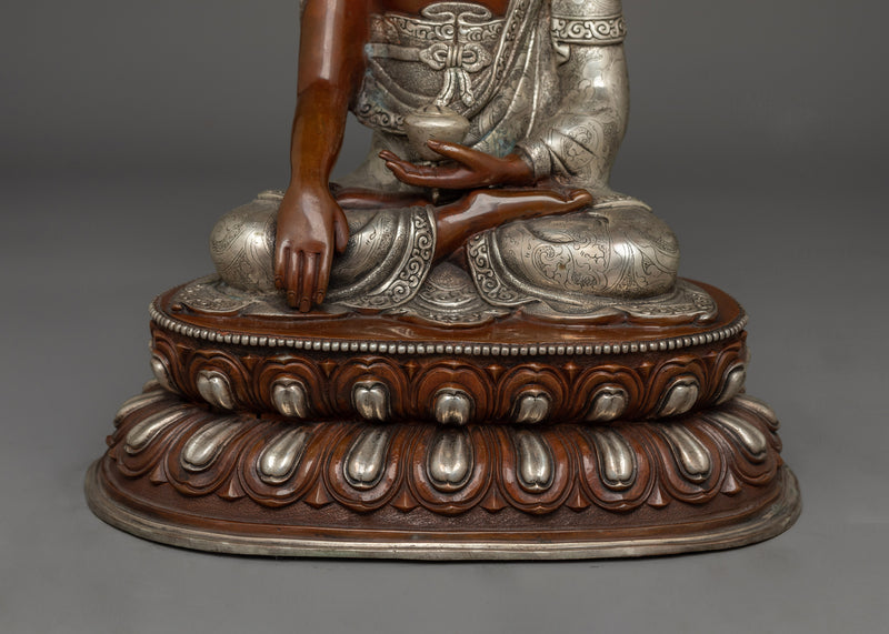 Shakyamuni Buddha Silver-Plated Handmade Statue | Essence of Enlightenment
