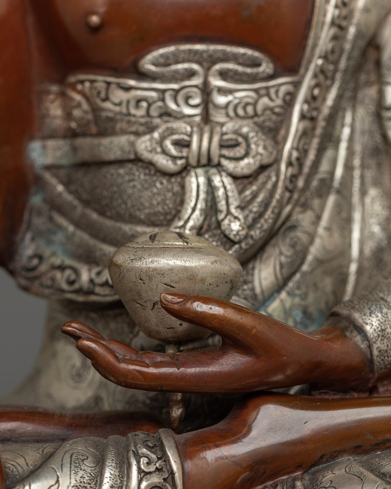 Shakyamuni Buddha Silver-Plated Handmade Statue | Essence of Enlightenment