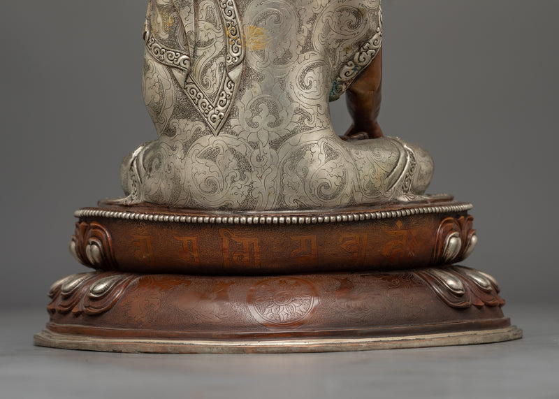 Shakyamuni Buddha Silver-Plated Handmade Statue | Essence of Enlightenment