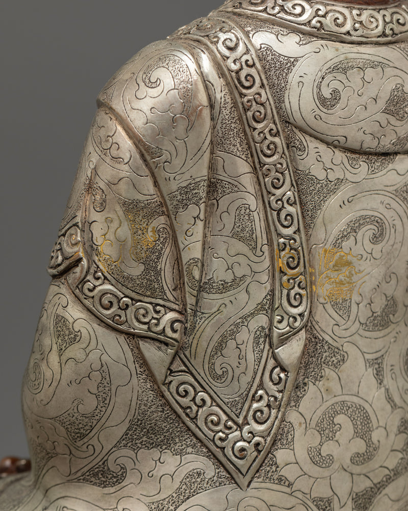 Shakyamuni Buddha Silver-Plated Handmade Statue | Essence of Enlightenment