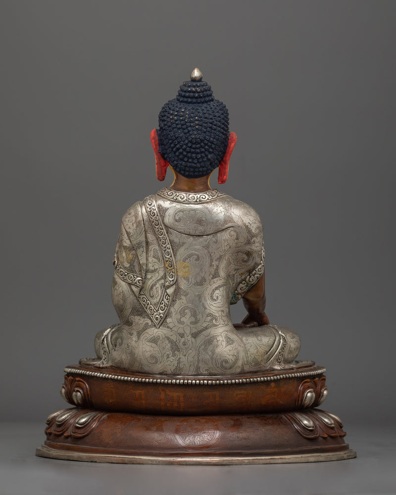 Shakyamuni Buddha Silver-Plated Handmade Statue | Essence of Enlightenment