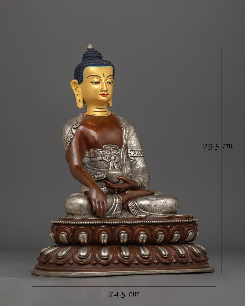 Shakyamuni Buddha Silver-Plated Handmade Statue | Essence of Enlightenment