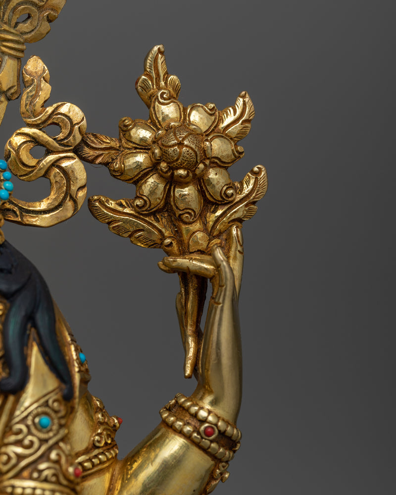 Chenrezig Handmade Gold-Gilded Statue | Embodiment of Compassion