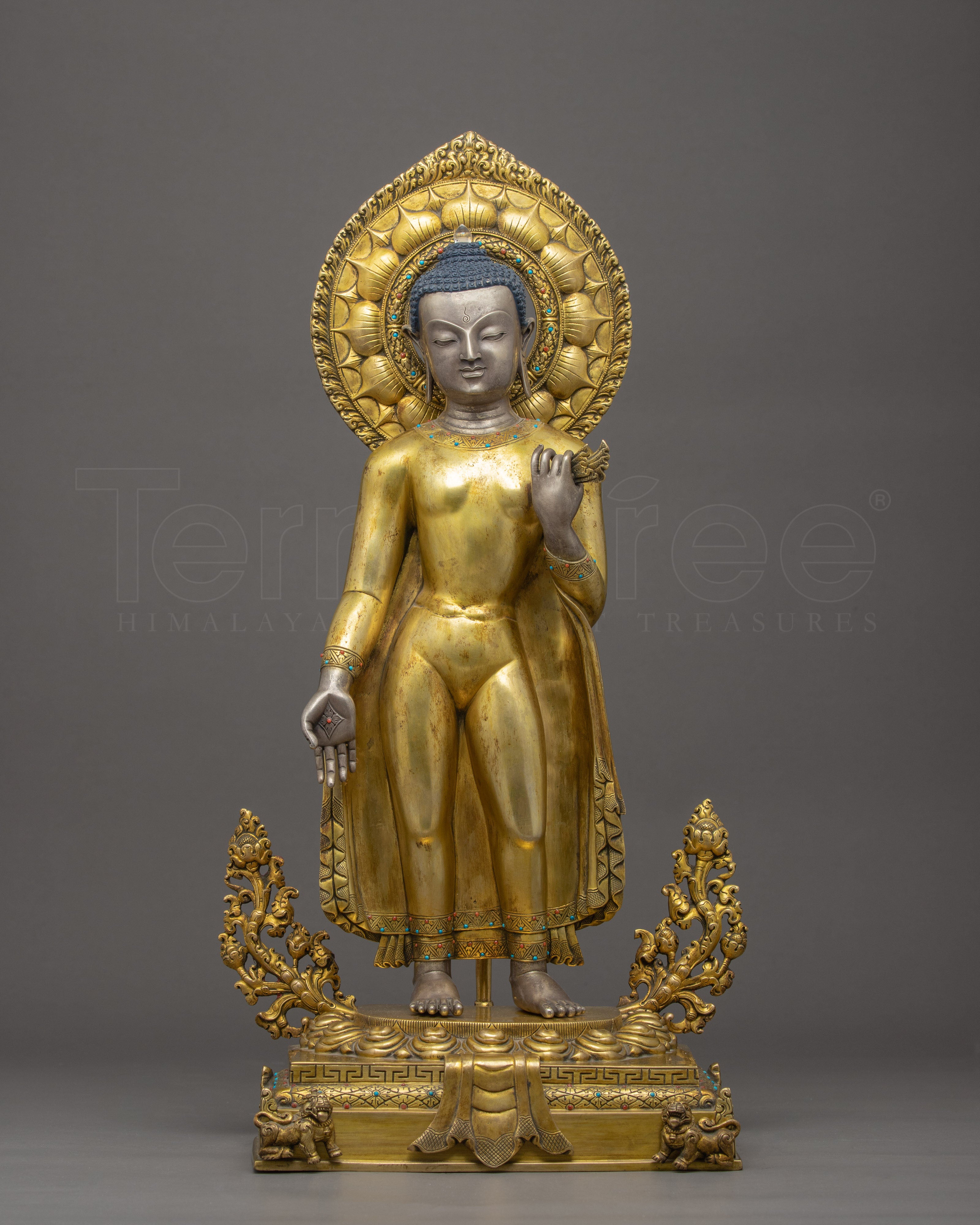 Standing Buddha Shakyamuni Statue | Traditional Hand Carved Art
