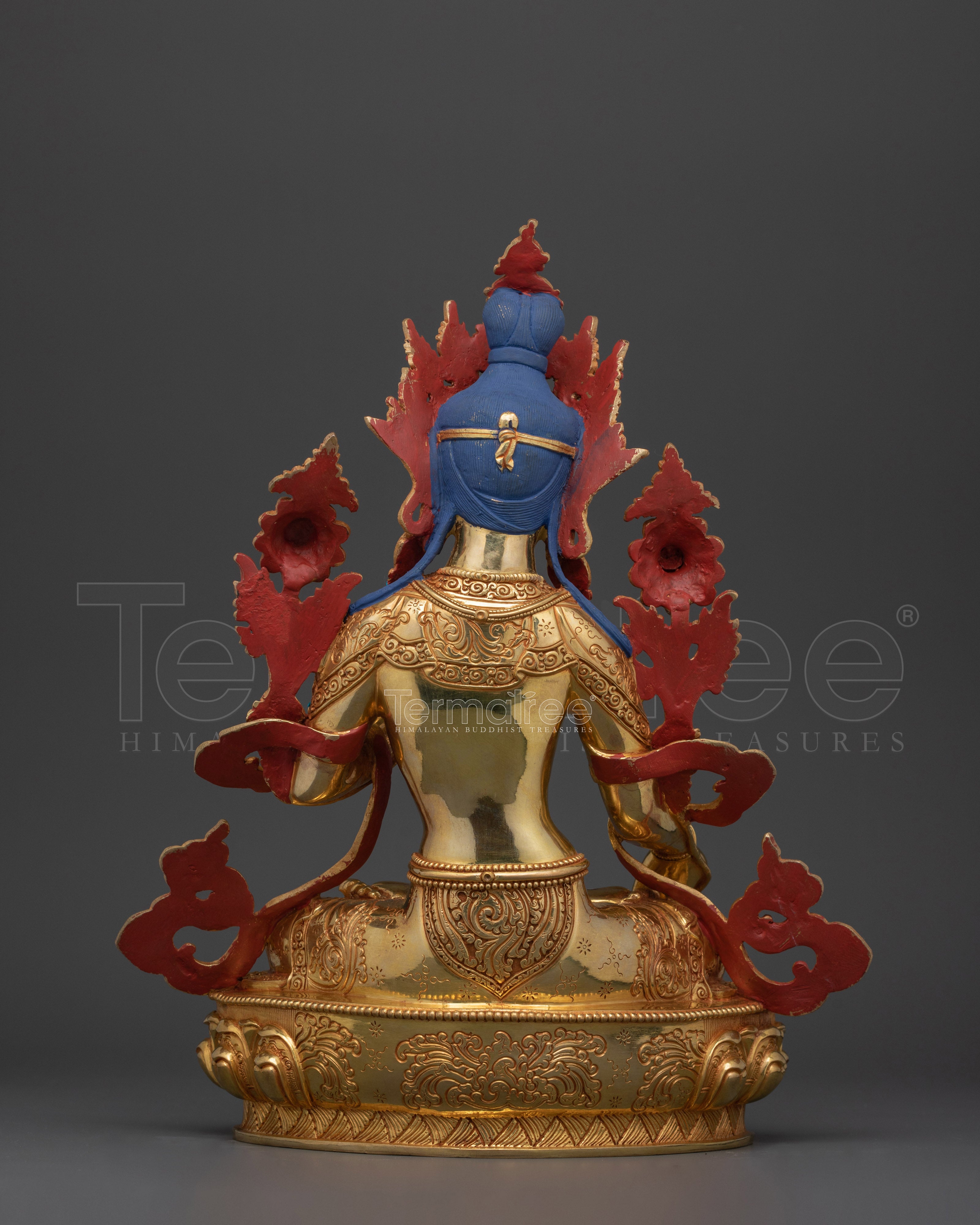 White Tara Hand Carved Gold Gilded Statue | Embodiment of Compassion and Longevity