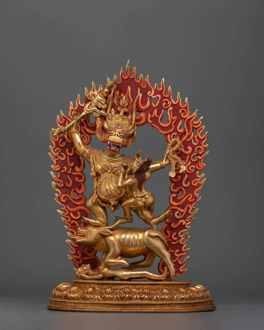 Two-Arms Yama Dharmaraja Handmade Statue | Embodiment of Wrathful Comp