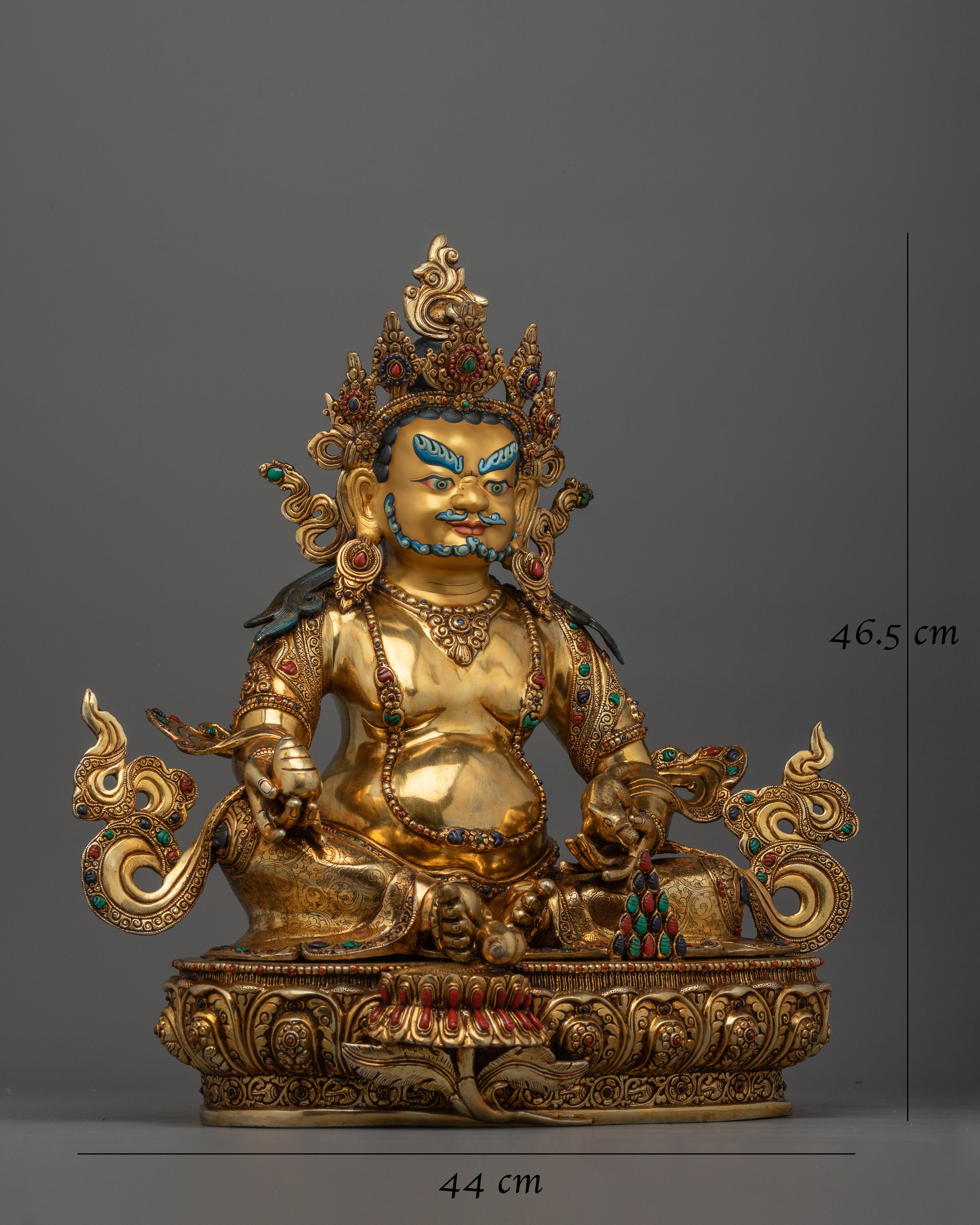 Handmade Dzambhala Gold Gilded Copper Statue | Deity of Wealth and Prosperity
