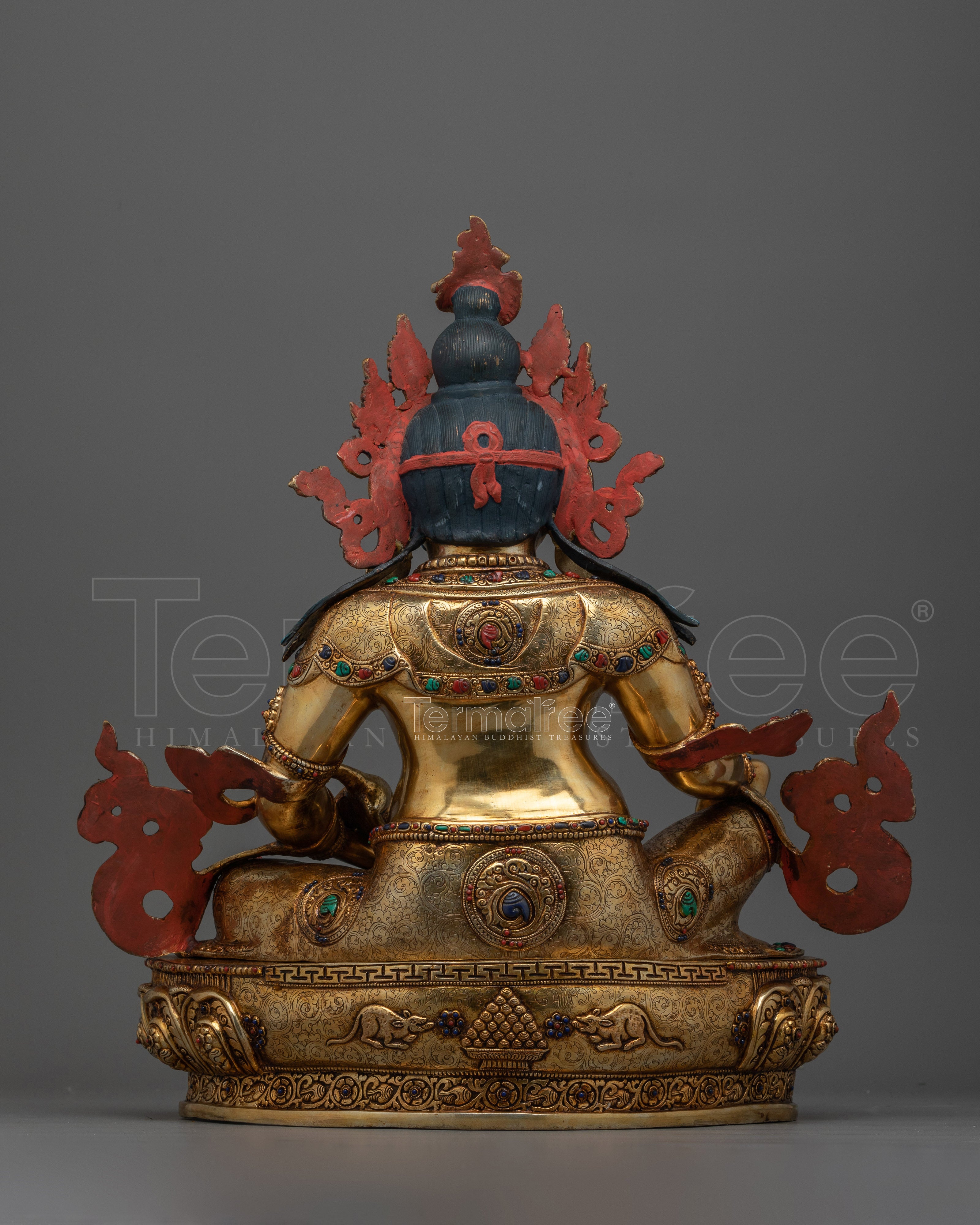 Handmade Dzambhala Gold Gilded Copper Statue | Deity of Wealth and Prosperity