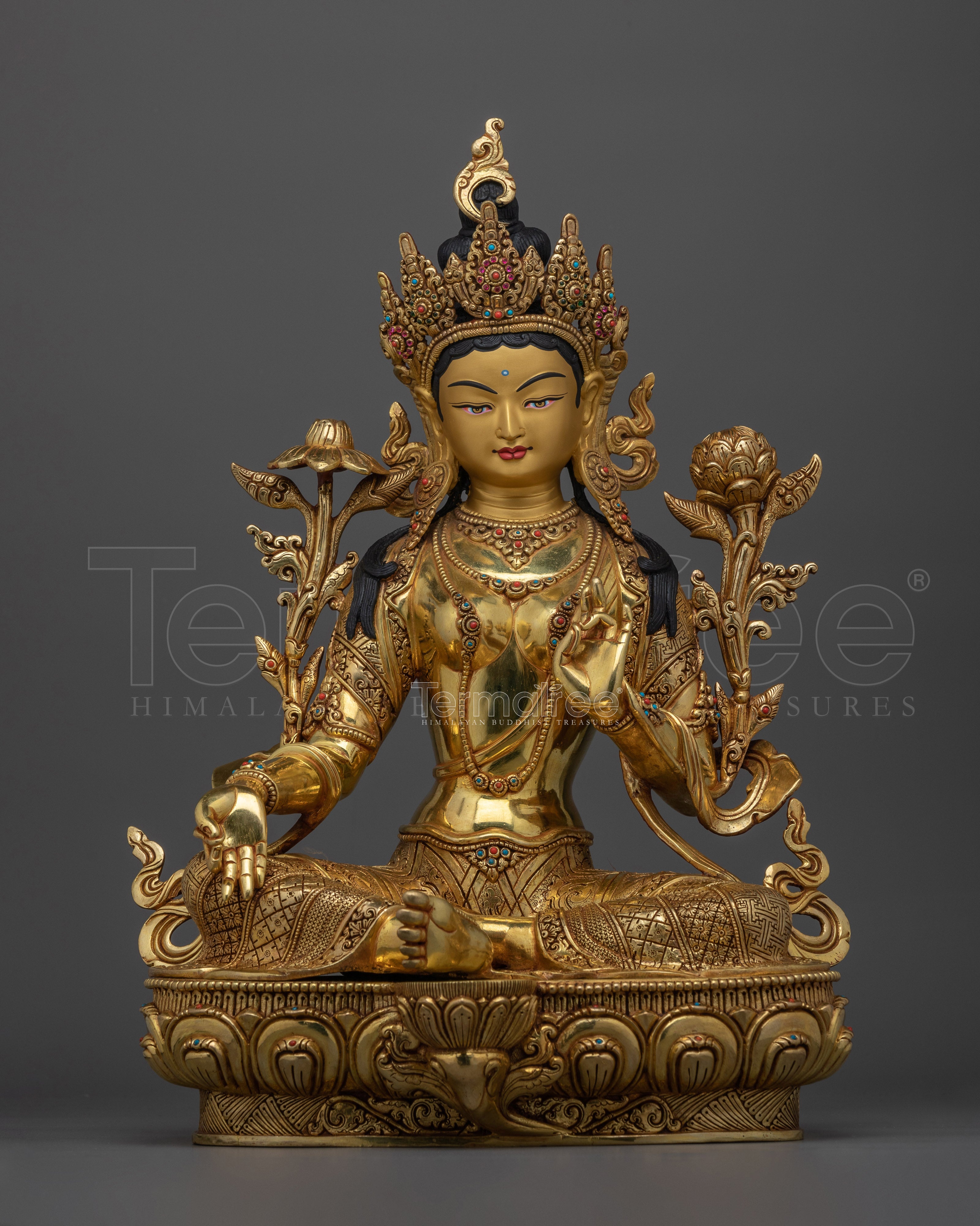 Beautifully Handmade Green Tara Statue | Essence of Compassion