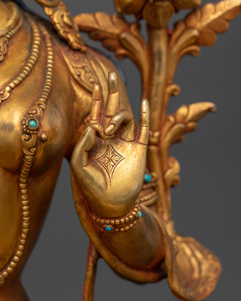 Green Tara a Handmade Nepalese Statue | Embodiment of Compassion and Action
