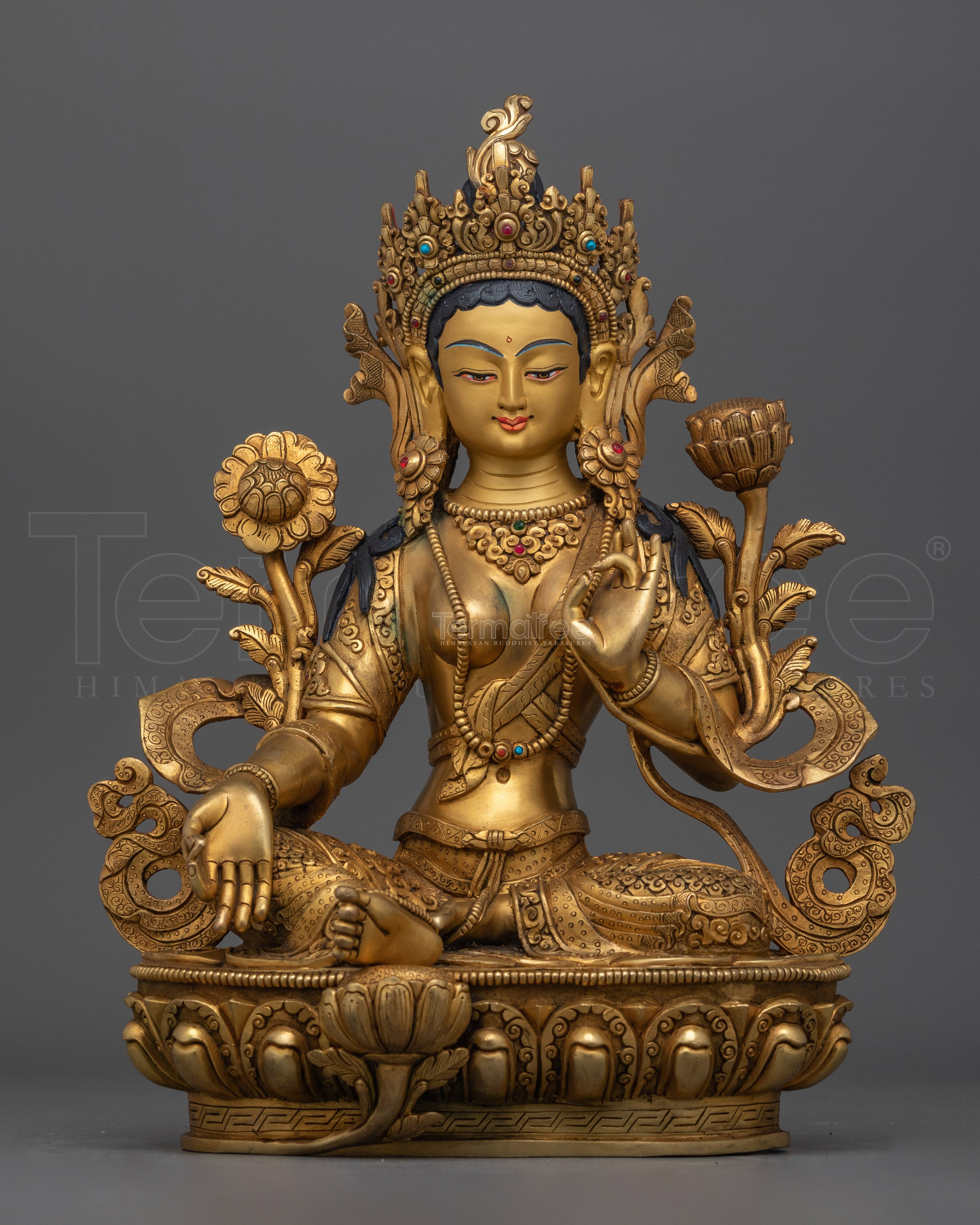 Nepalese Handmade Green Tara Statue | Embodiment of Compassion and Swift Action
