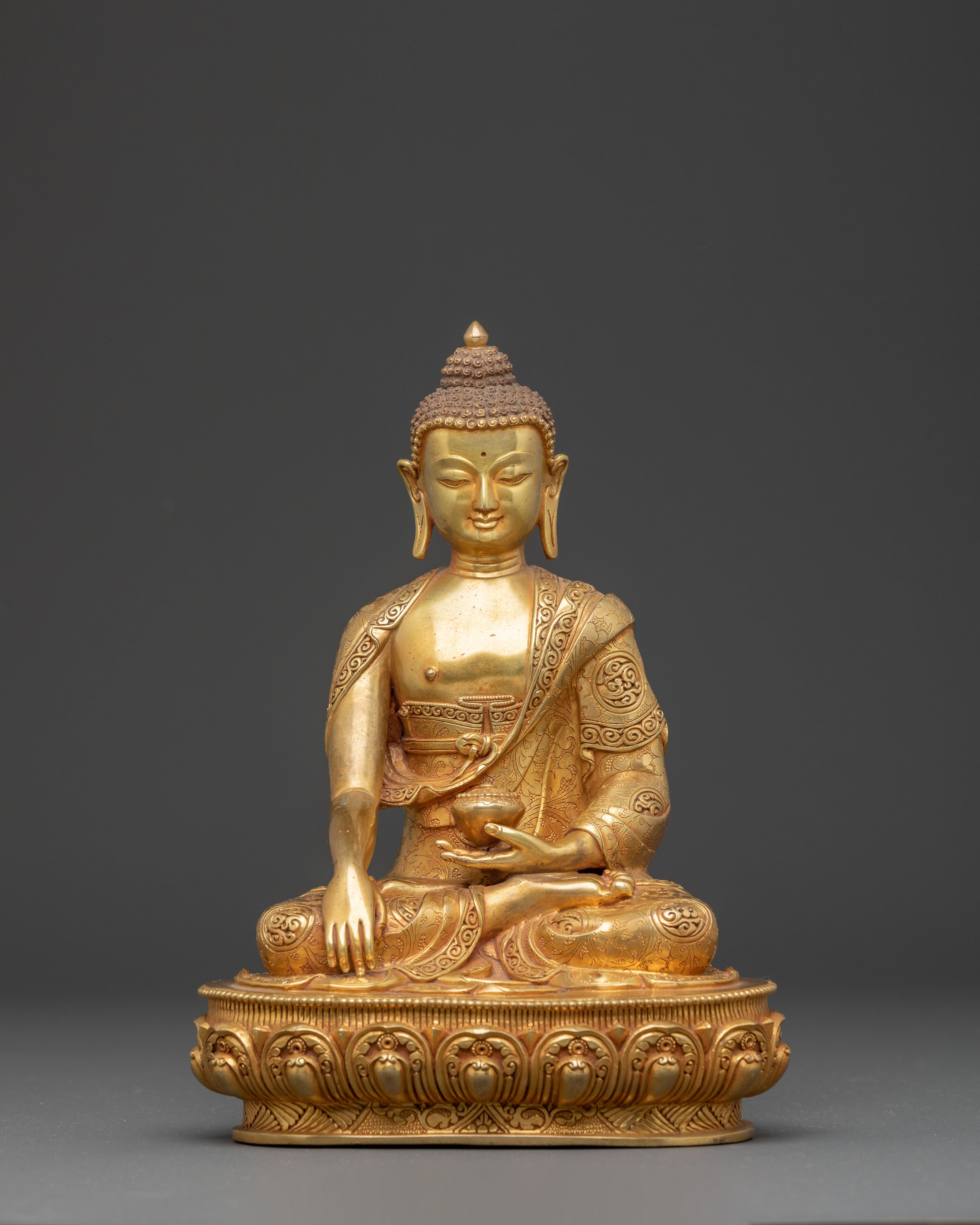 Golden Shakyamuni Buddha Copper Handmade Art | Meditation & Altar Decor