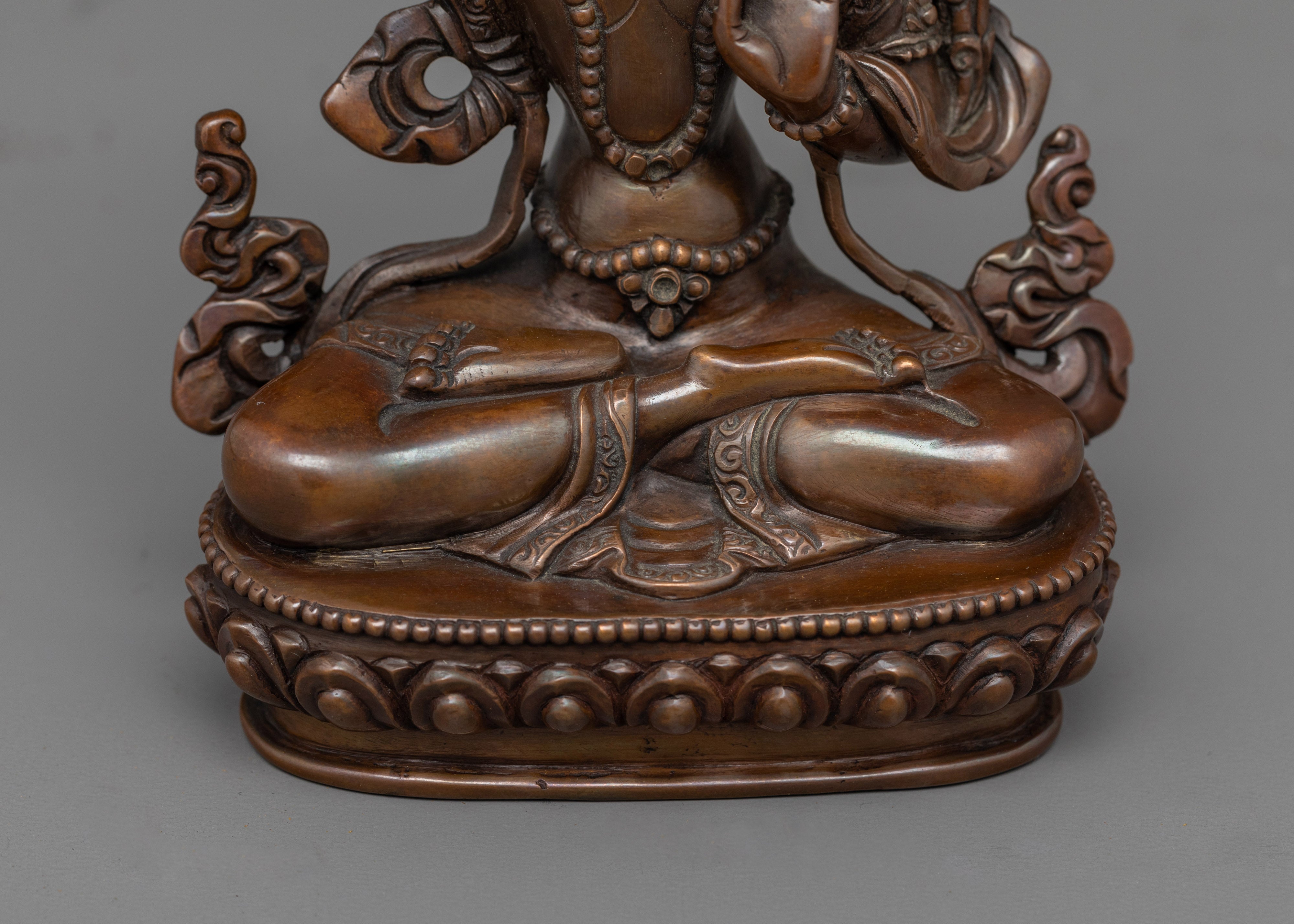 Manjushri Oxidized Handmade Small Statue | Embodiment of Wisdom and Enlightenment