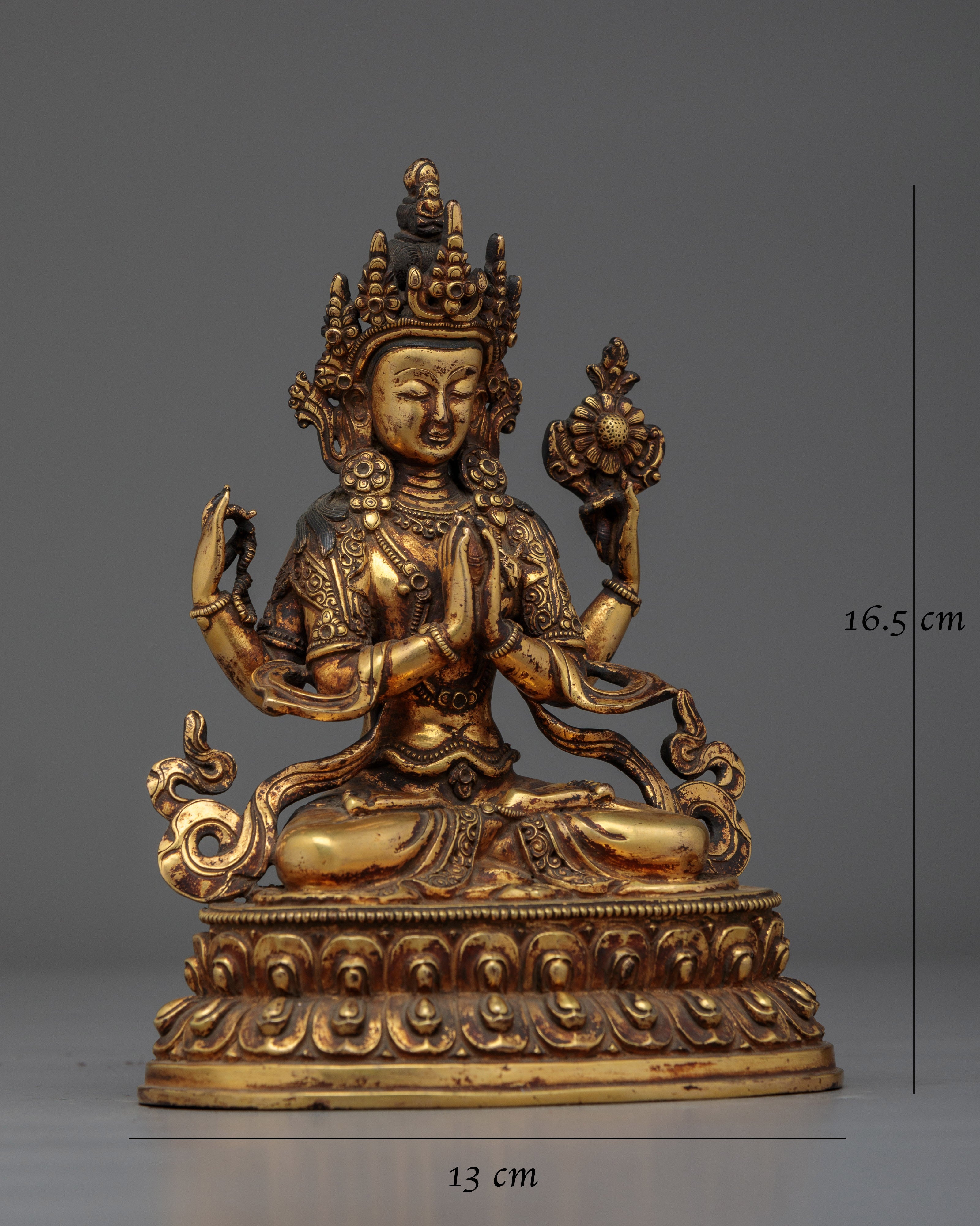Chenrezig Antique Handmade Statue | Emblem of Compassion and Serenity