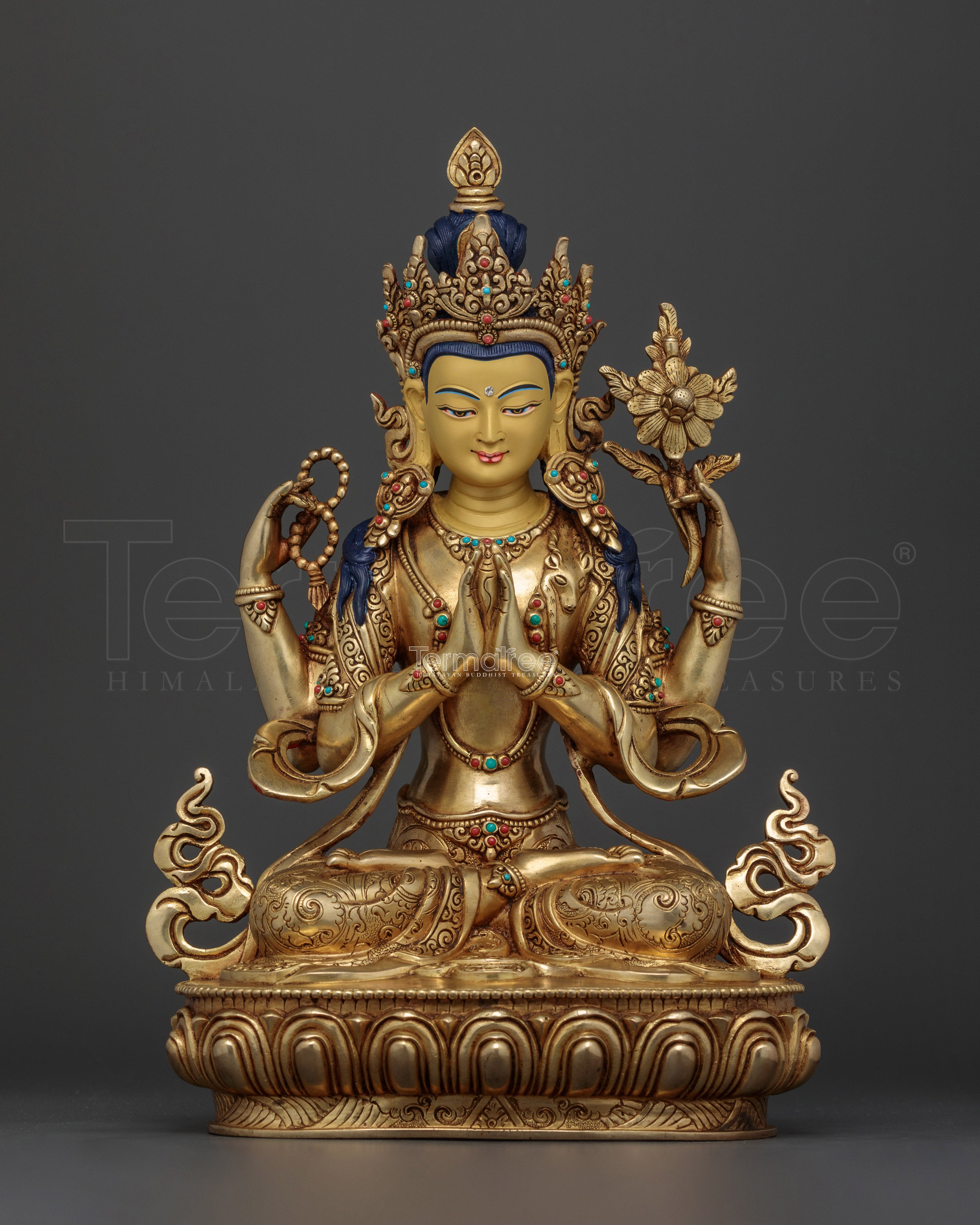 Chenrezig Beautiful Copper Statue | Compassionate Bodhisattva