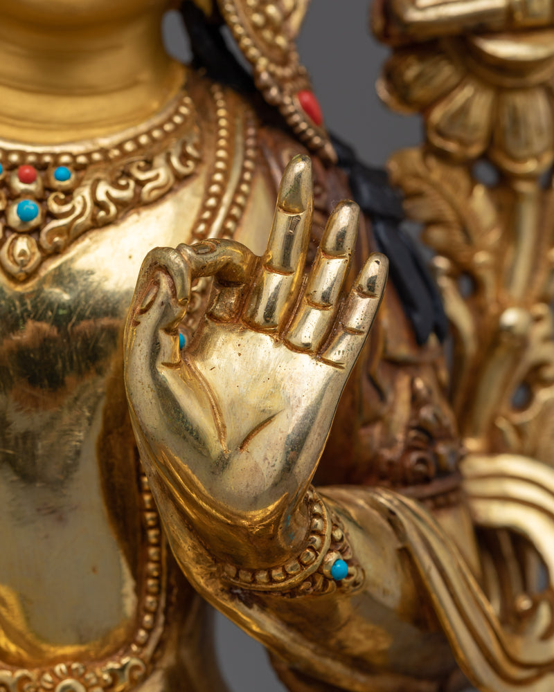 Manjushri Beautiful Copper Sculpture | Embodiment of Transcendent Wisdom