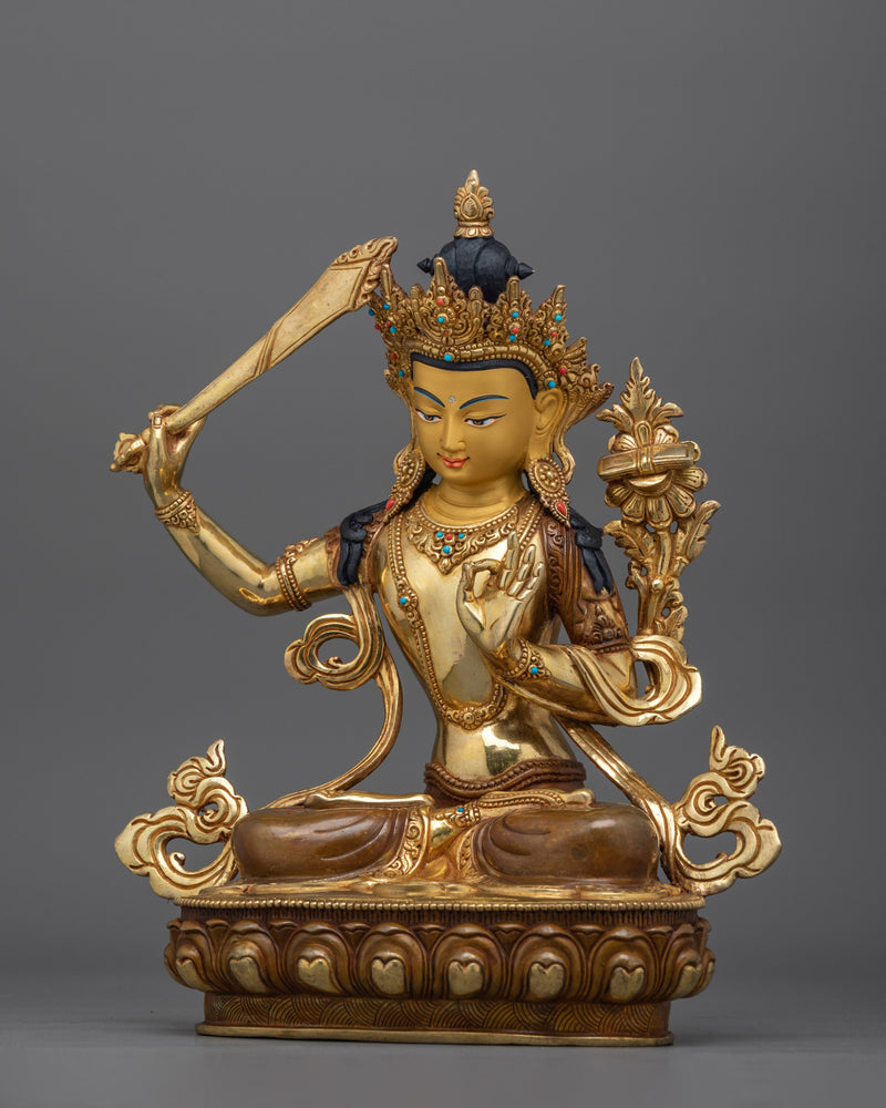 Manjushri Beautiful Copper Sculpture | Embodiment of Transcendent Wisdom