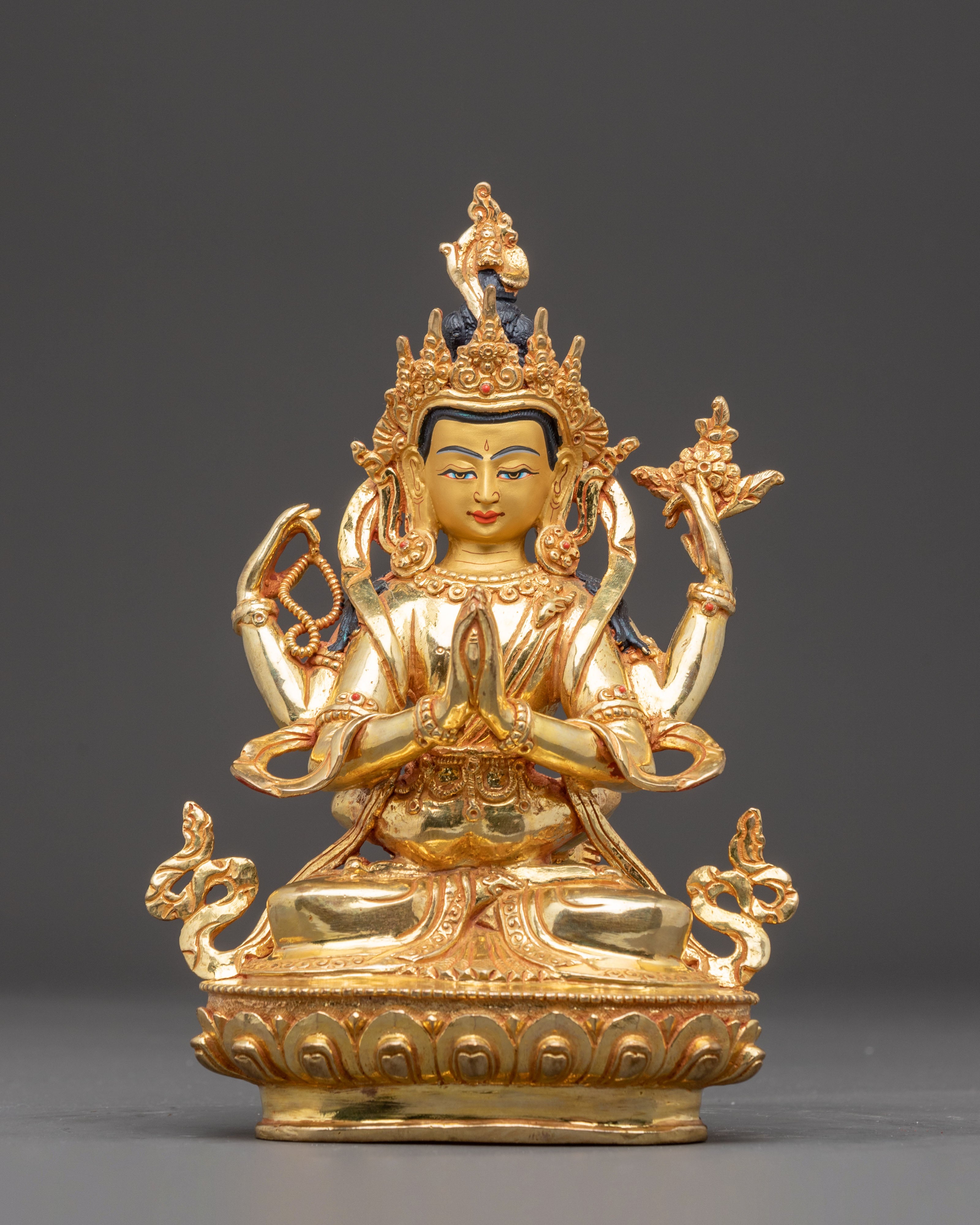 Handcrafted Sculpture of Four-Armed Chenrezig