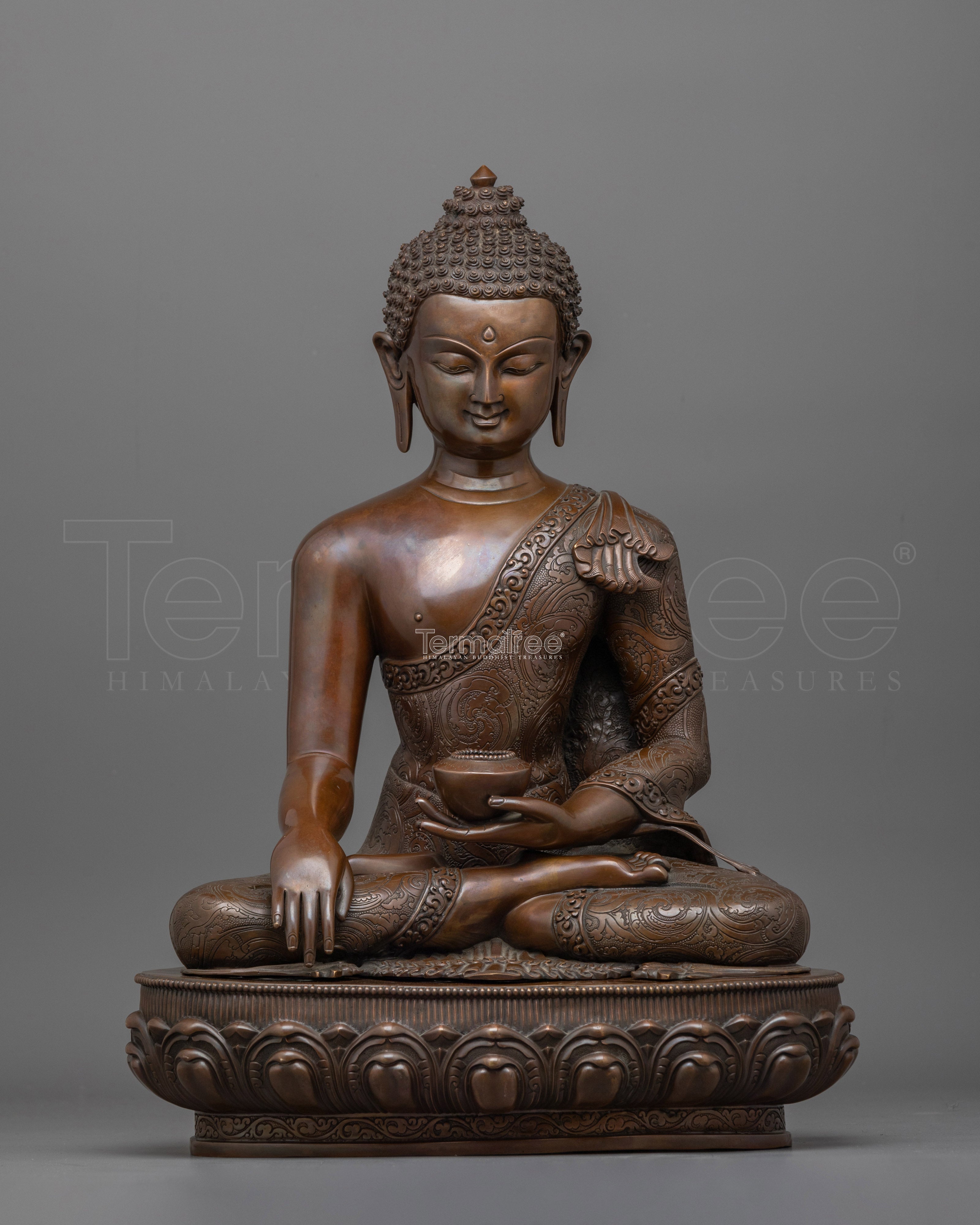 Handcrafted Oxidized Copper Shakyamuni Buddha | The Enlightened One in Majestic Form