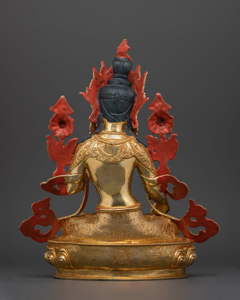 The Goddess of Compassion and Longevity | White Tara Copper Statue