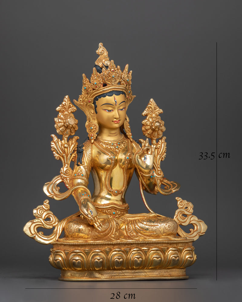 The Goddess of Compassion and Longevity | White Tara Copper Statue