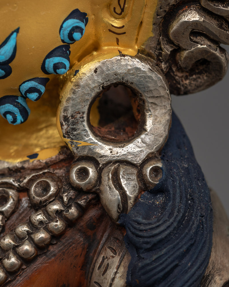 Dzambhala Sacred Buddha Statue | Silver-Plated Tibetan Wealth Deity