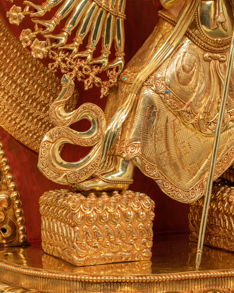 Dukar Buddha Statue | Grand Tibetan Protector Deity in 24K Gold Gilded Copper