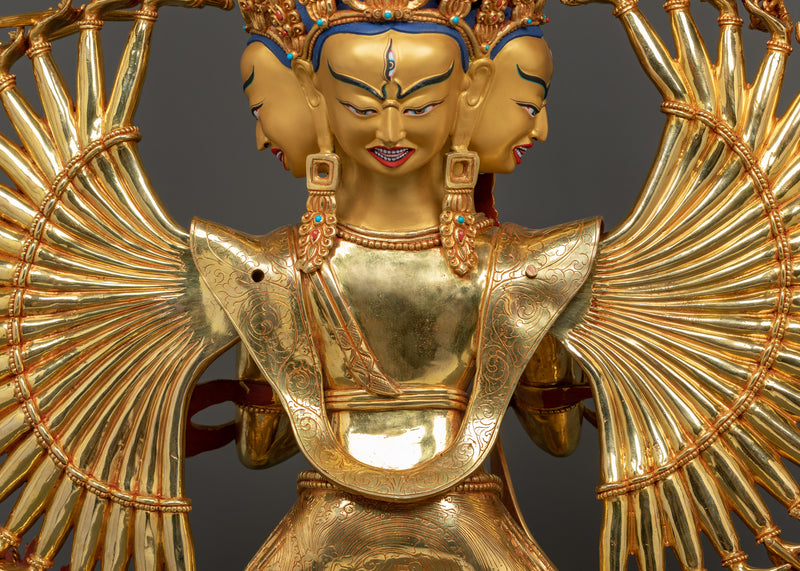 Dukar Buddha Statue | Grand Tibetan Protector Deity in 24K Gold Gilded Copper