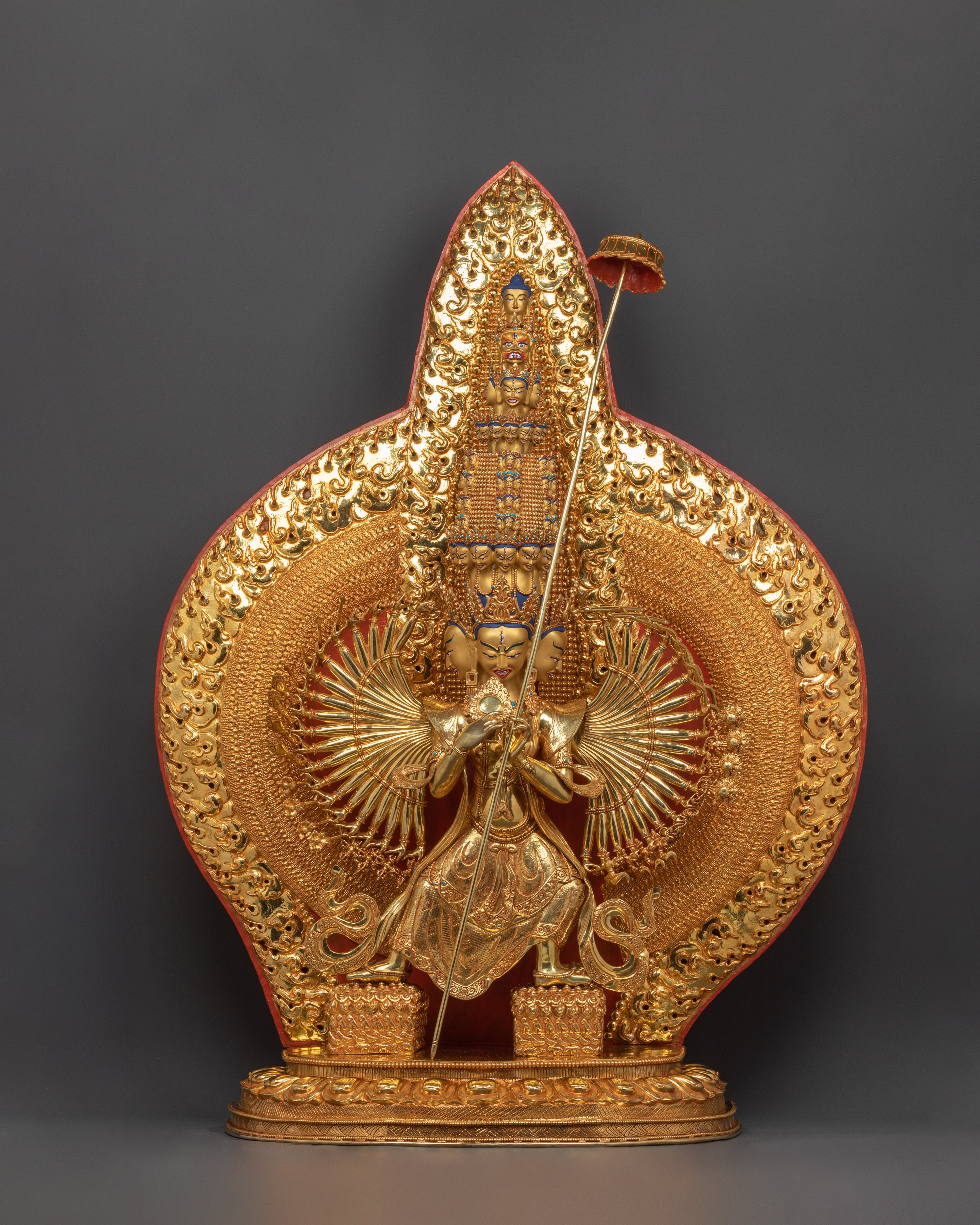 Dukar Buddha Statue | Grand Tibetan Protector Deity in 24K Gold Gilded Copper