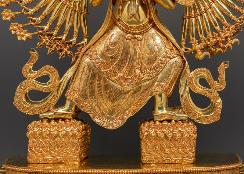Dukar Buddha Statue | Grand Tibetan Protector Deity in 24K Gold Gilded Copper