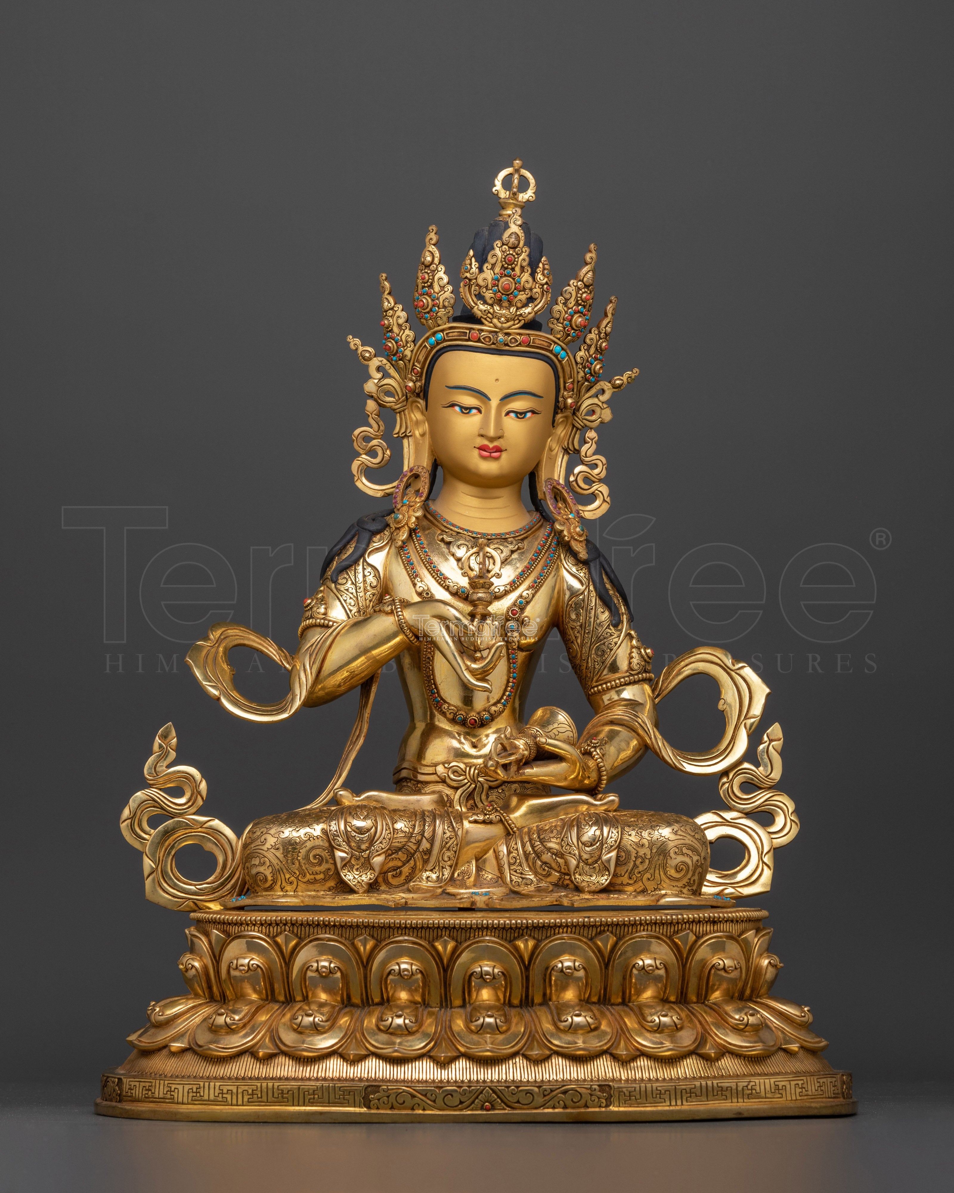 Sacred Vajrasattva Statue | Handcrafted 24K Gold Gilded Copper Sculpture