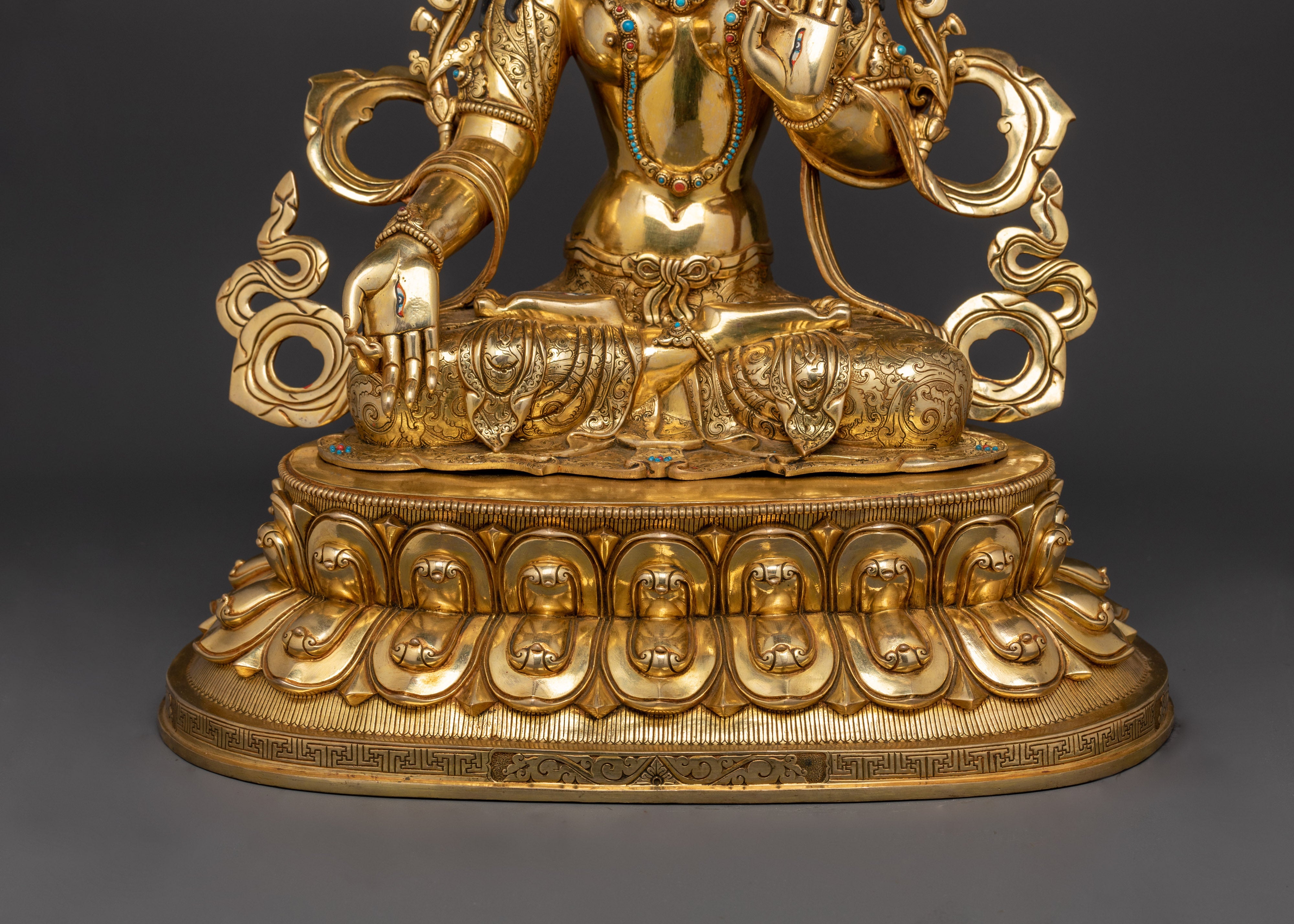 Sacred White Tara Statue | Handcrafted 24K Gold Gilded Copper Sculpture