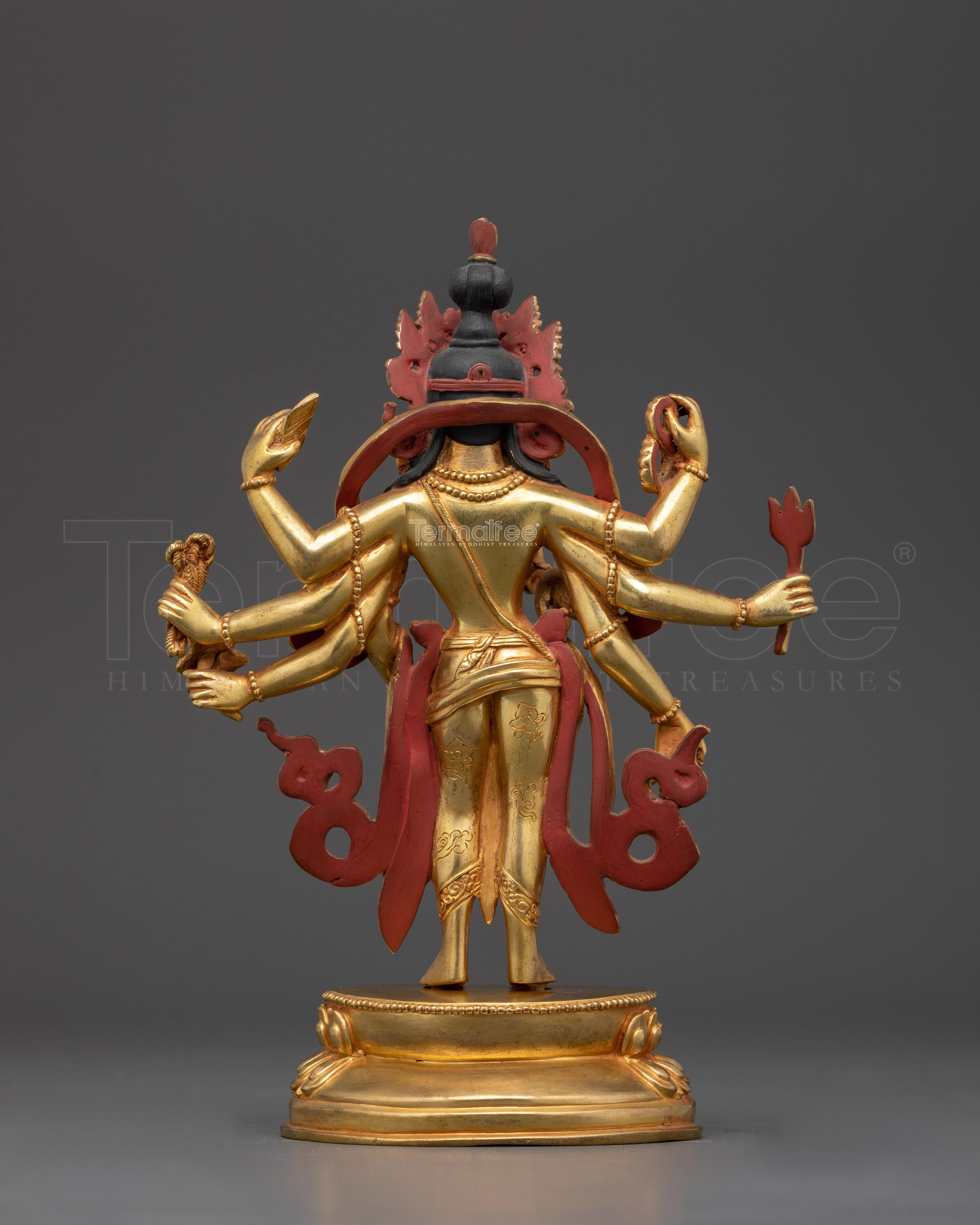 Sacred Lokeshvara Statue | 24K Gold Gilded Copper Body Sculpture