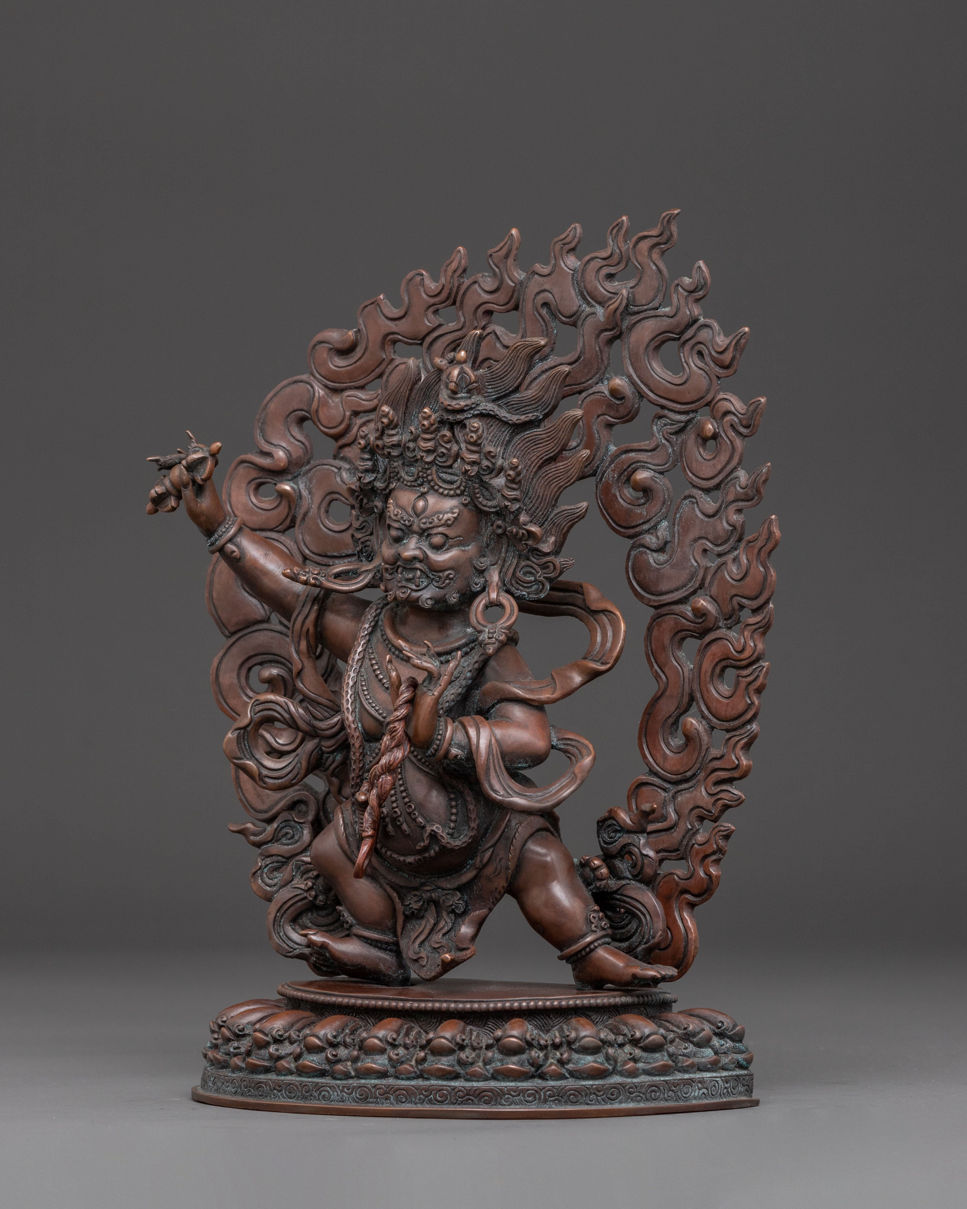 Handmade Copper Statue of Wrathful Bodhisattva Vajrapani | Tibetan Protector Deity