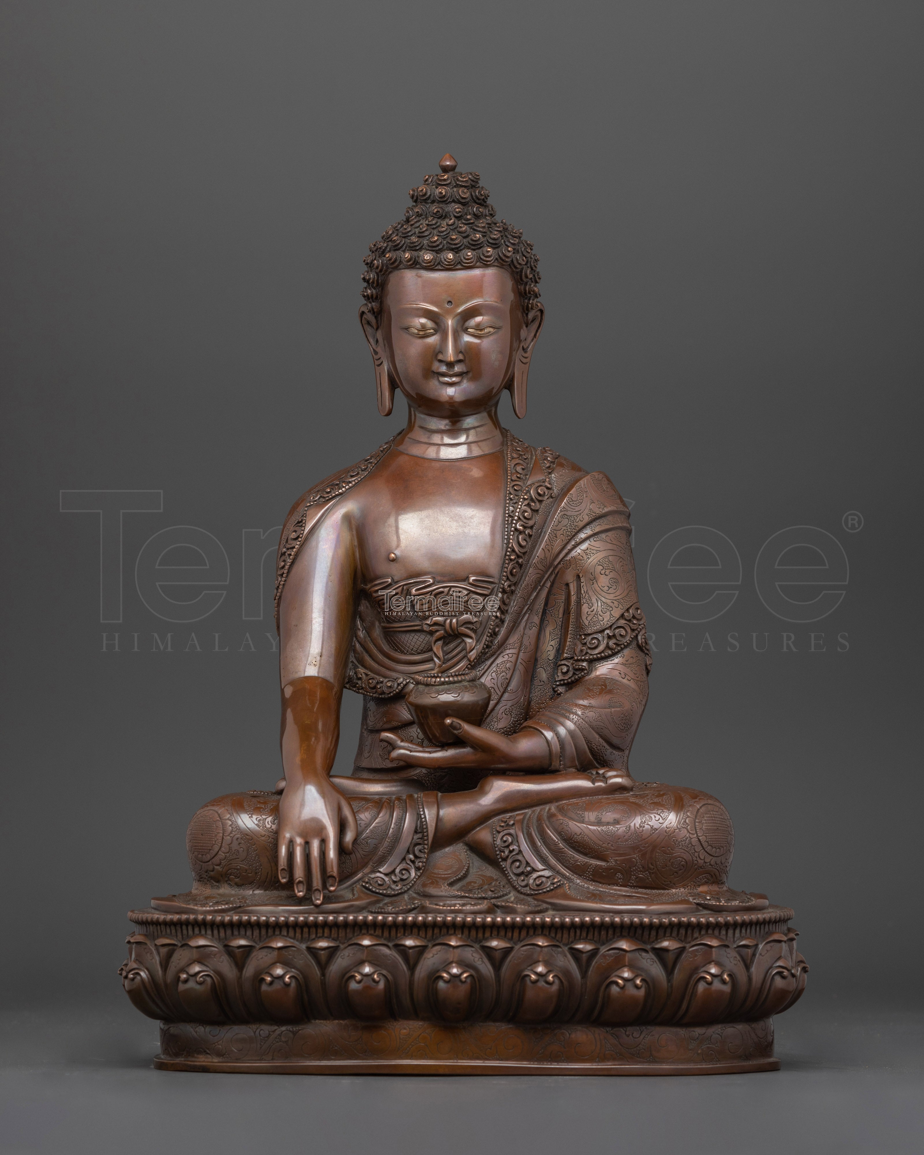 Sacred Shakyamuni Buddha Figurine | Oxidized Copper Buddhist Statue