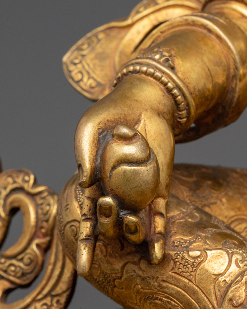 Spiritual Dzambhala Sculpture | 24K Gold Gilded Copper Statue