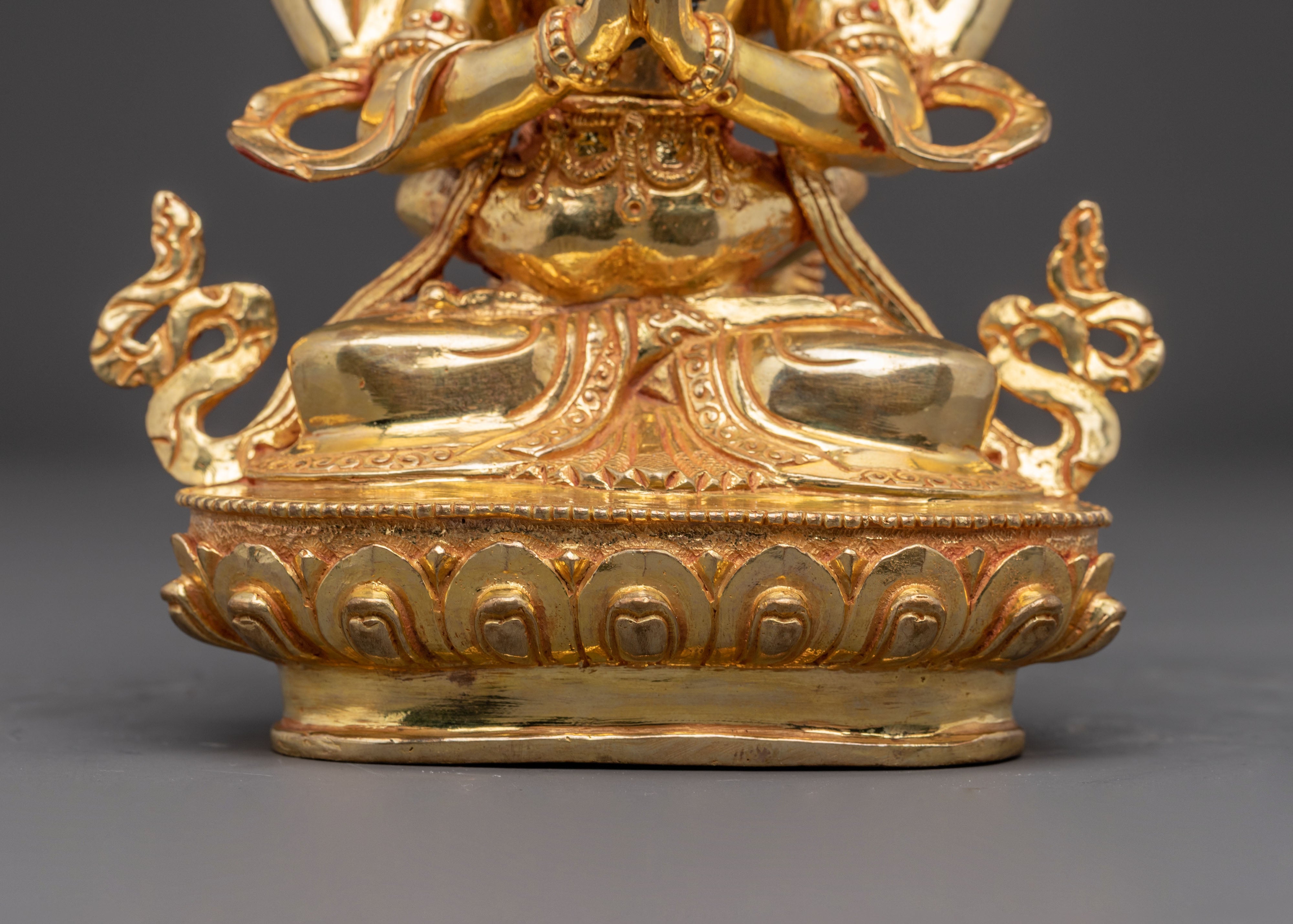 Handcrafted Sculpture of Four-Armed Chenrezig