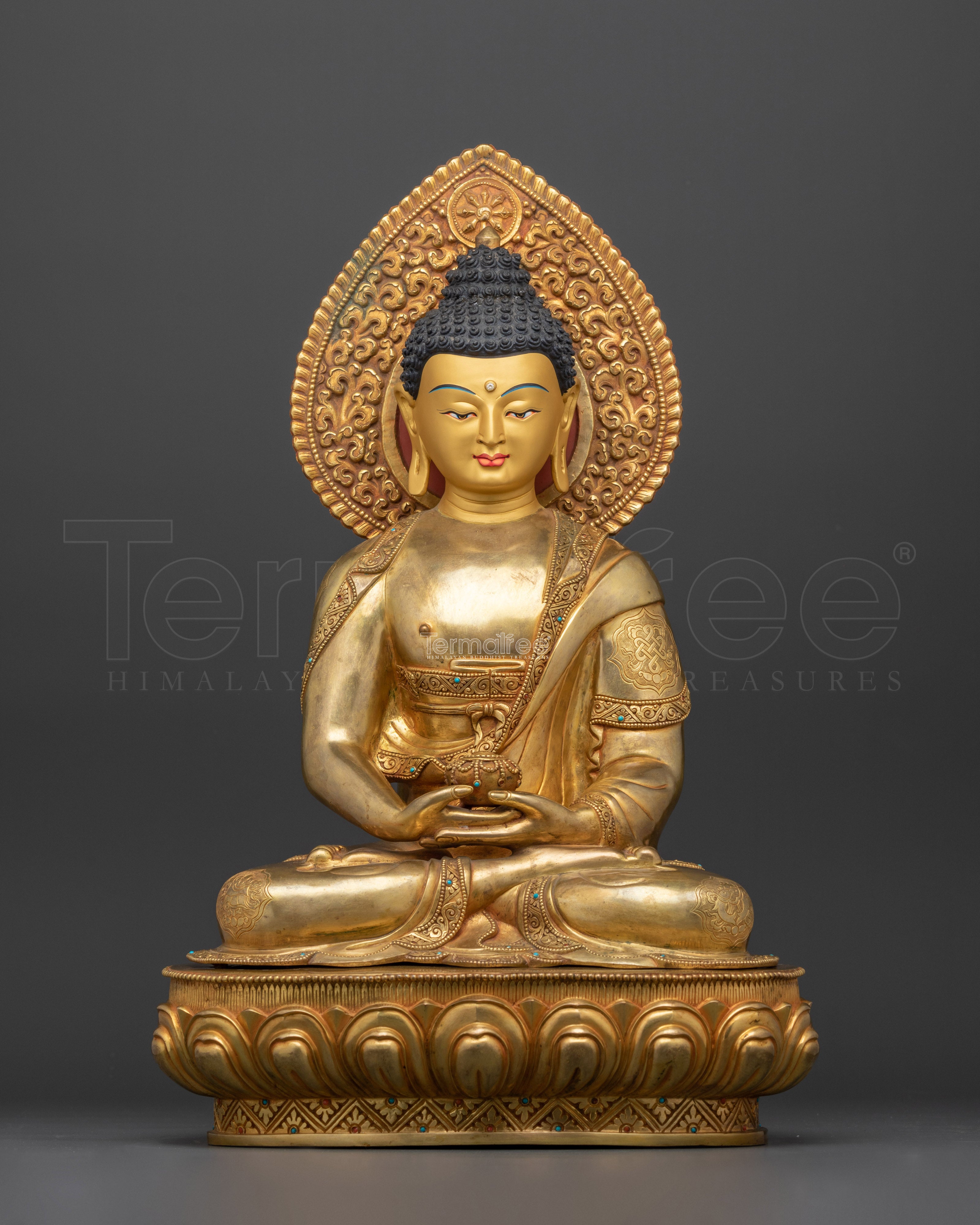 Spiritual Amitabha Buddha Statue | 24K Gold Gilded Copper Masterpiece