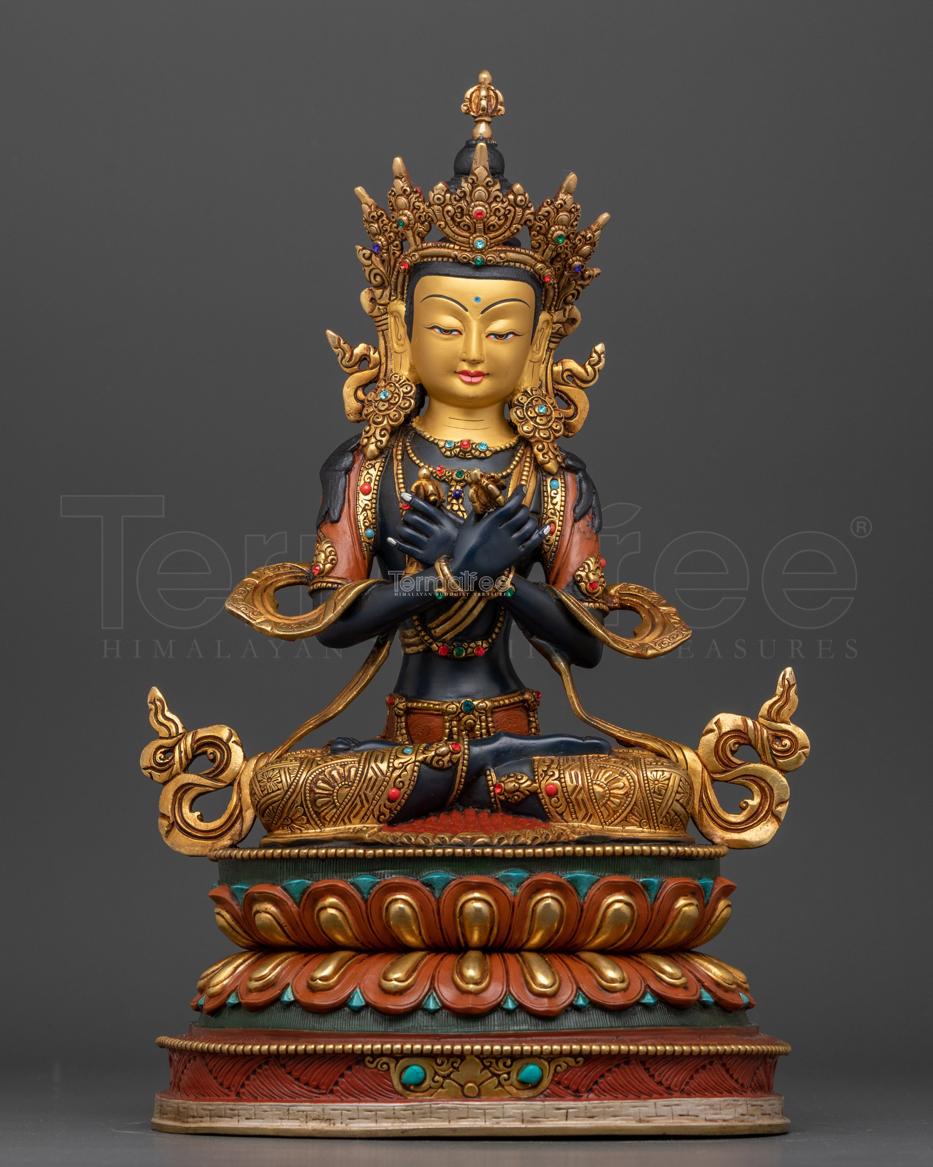 Indoor Buddha Vajradhara Figurine | Gold-Gilded Essence of Enlightenment | Tibetan Art