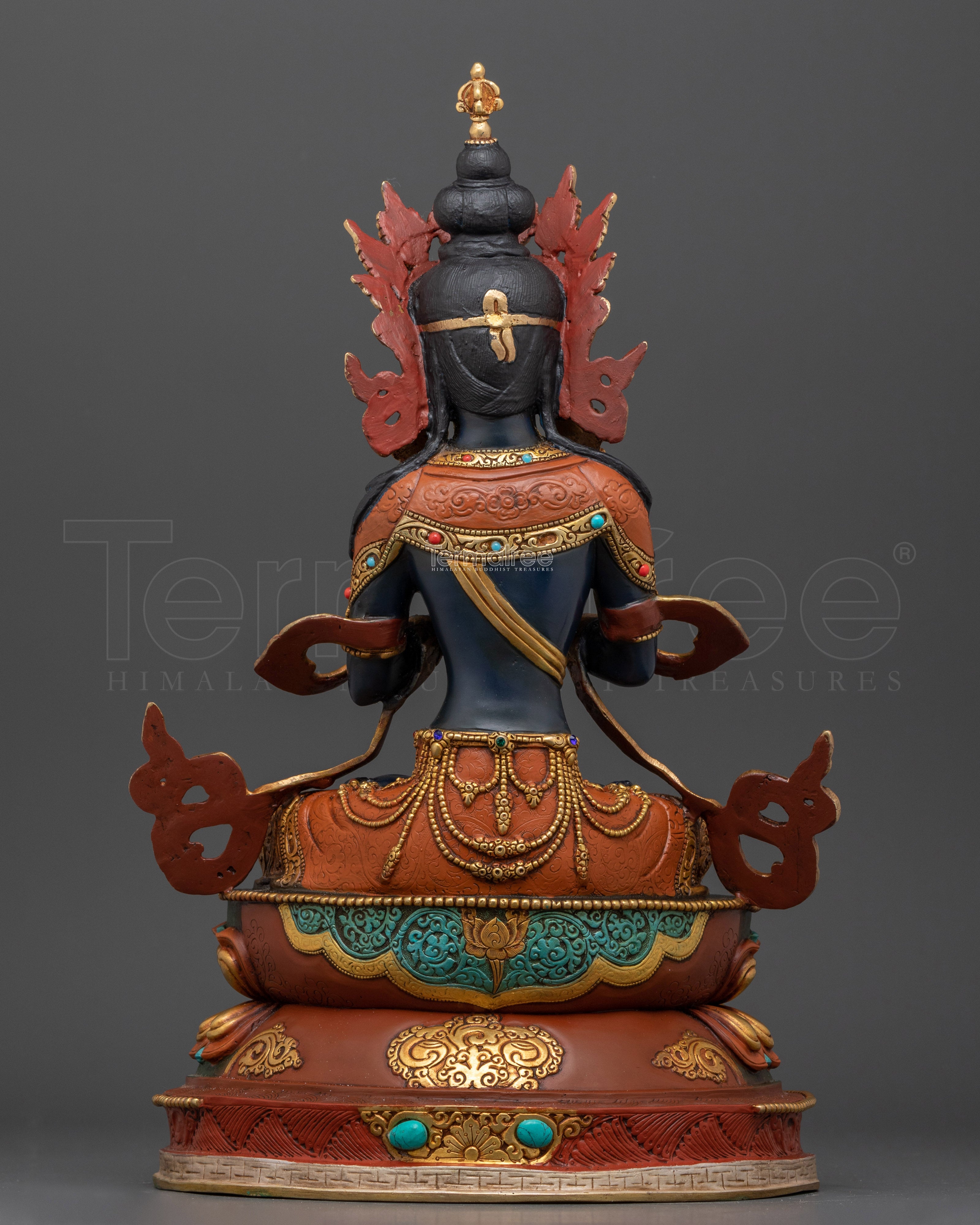 Indoor Buddha Vajradhara Figurine | Gold-Gilded Essence of Enlightenment | Tibetan Art