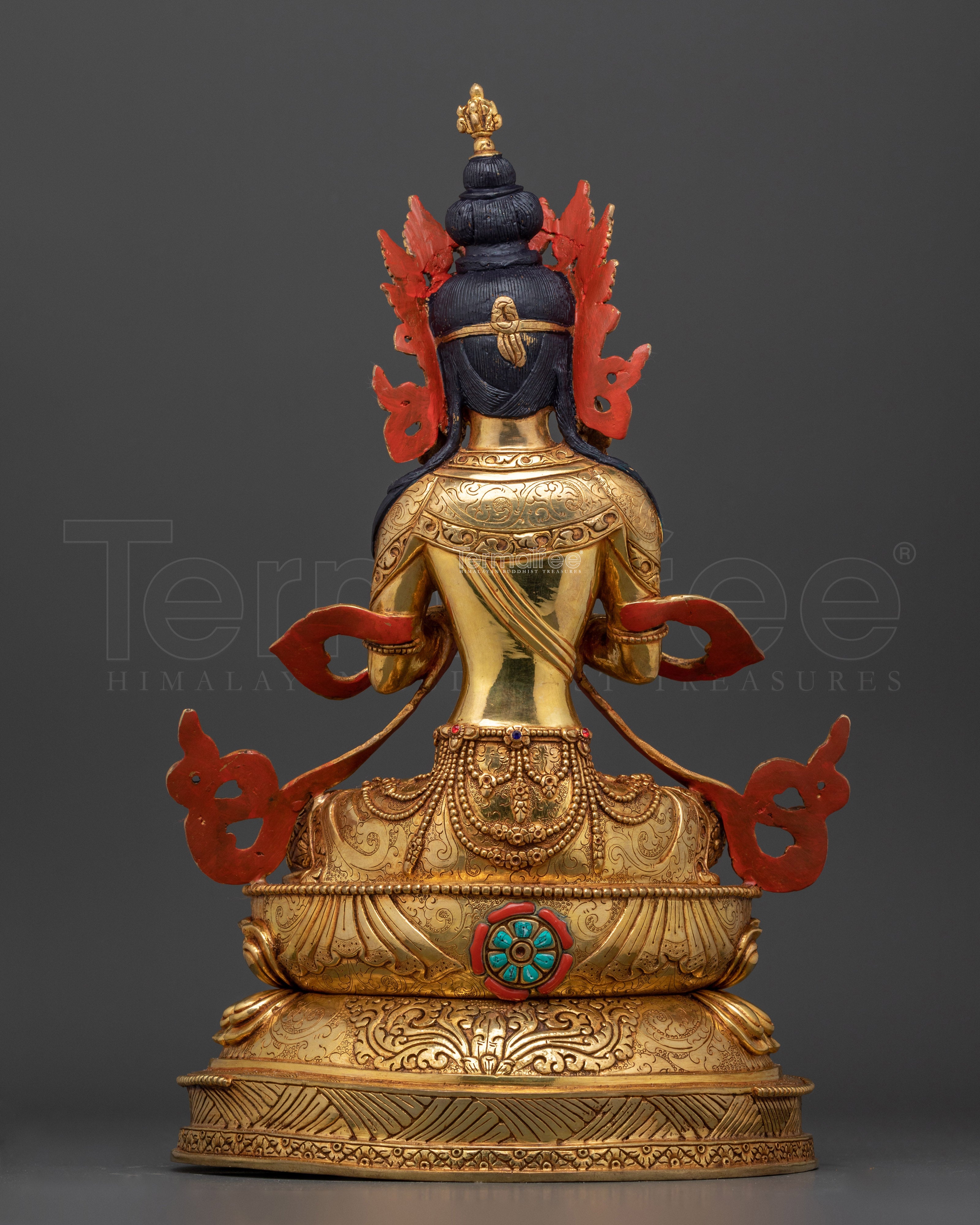 24K Gold Gilded Great Vajradhara Figurine | Embodiment of Primordial Wisdom | Tibetan Art