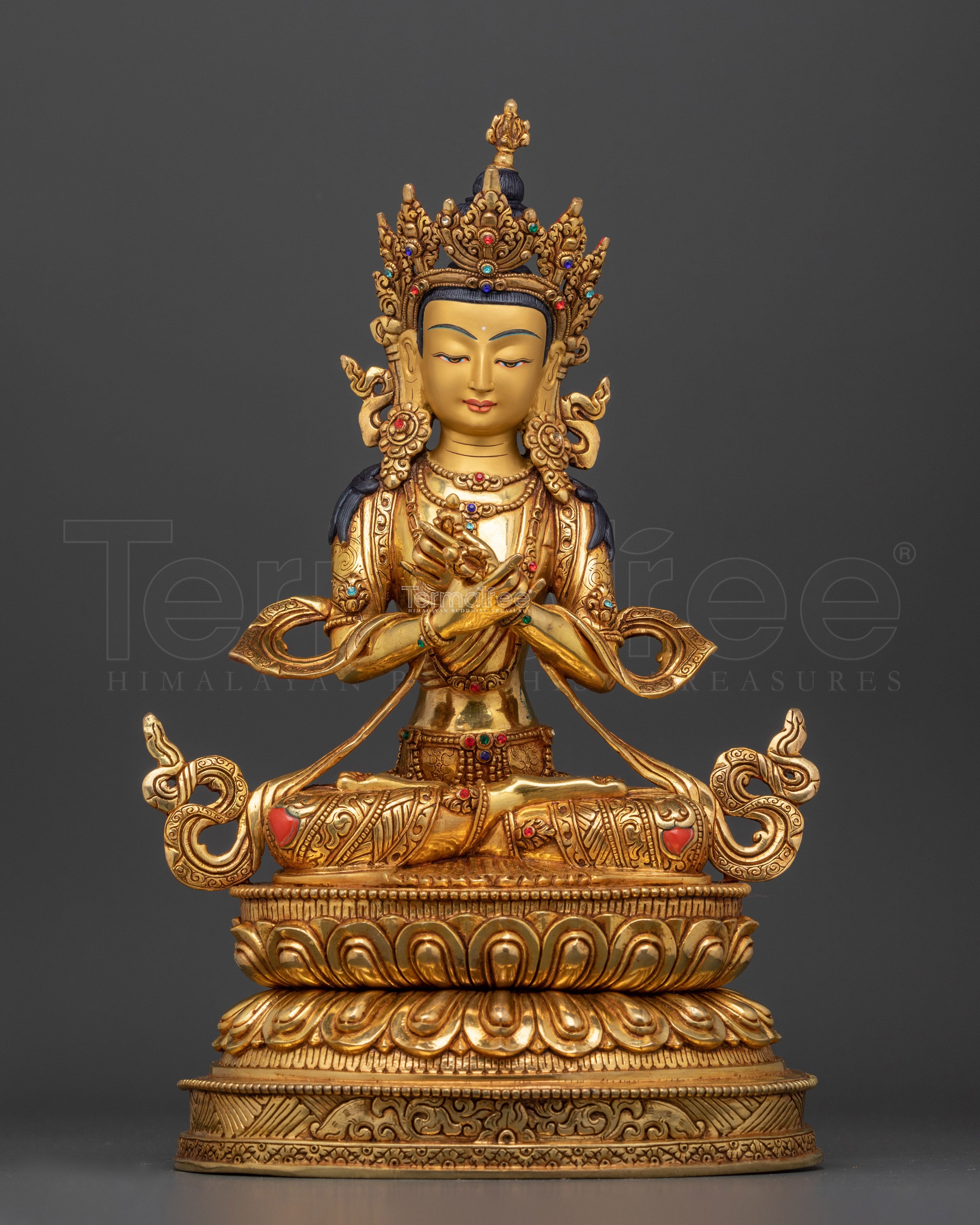 24K Gold Gilded Great Vajradhara Figurine | Embodiment of Primordial Wisdom | Tibetan Art